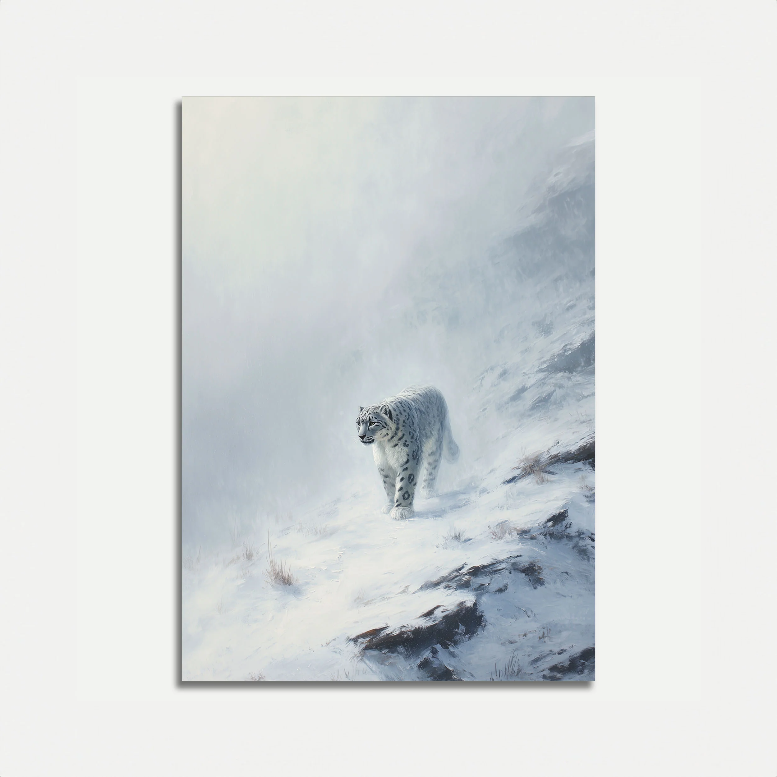 Snow Leopard in Mountains Poster