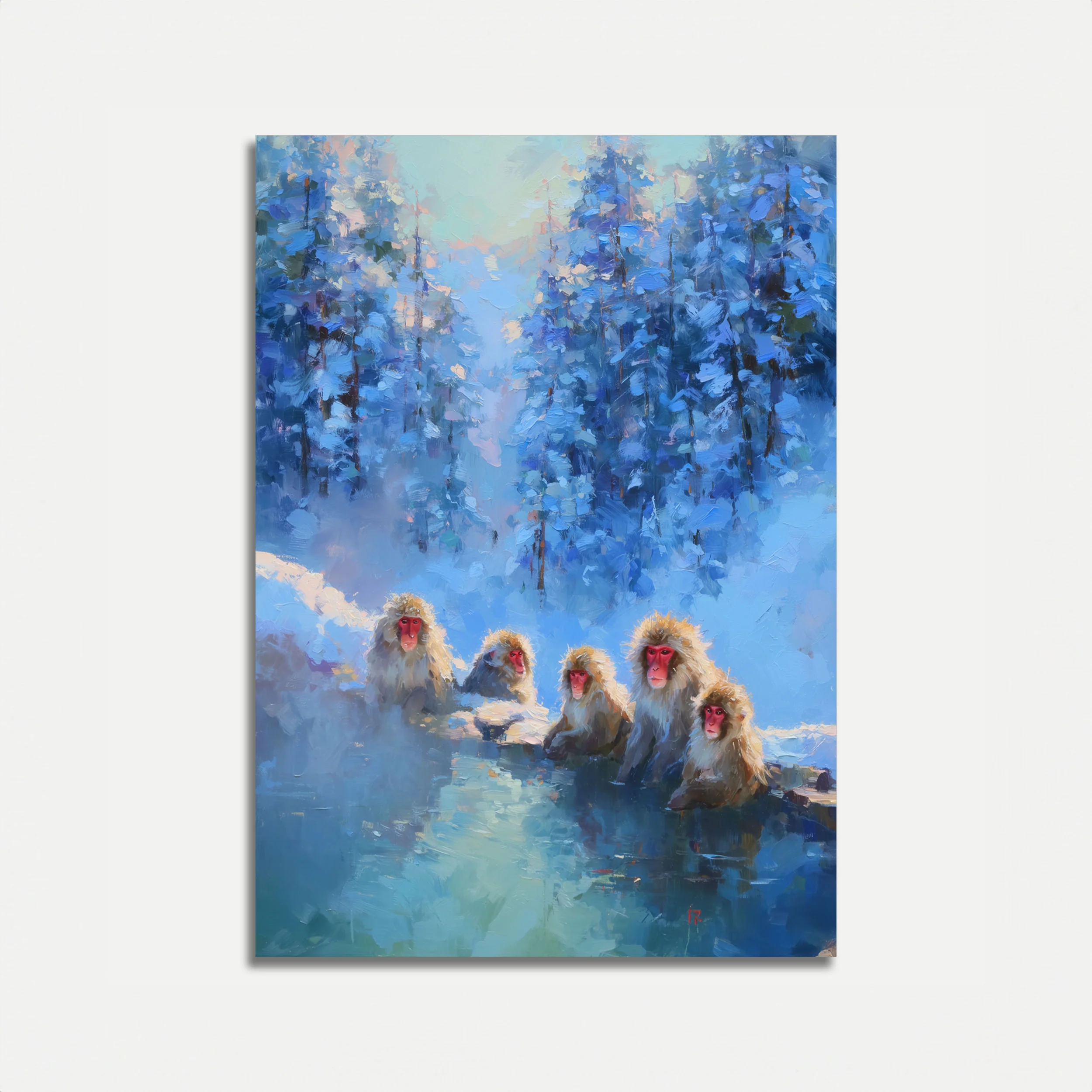 Snow Monkeys in Hot Spring Poster