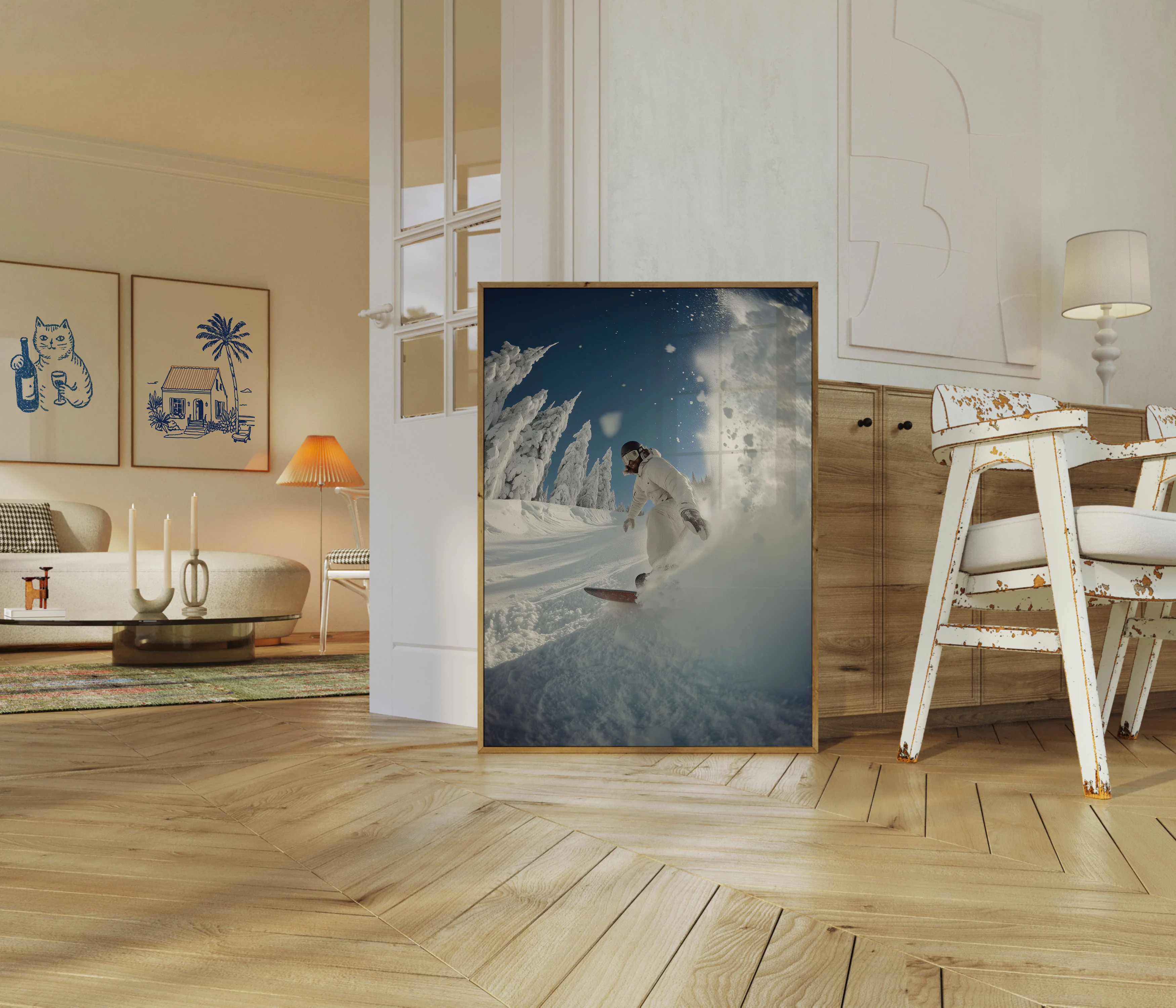 Snowboarder Carving Fresh Powder Poster - Image 5