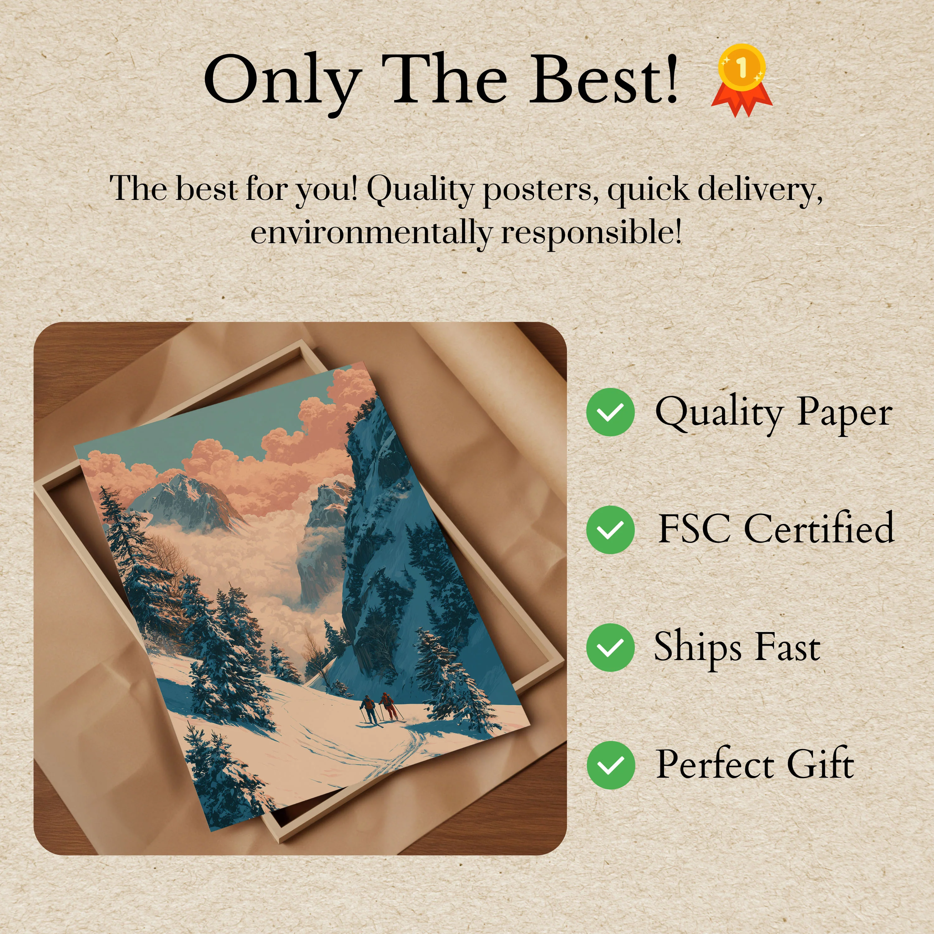 Snowy Mountain Ski Adventure Poster - Image 3