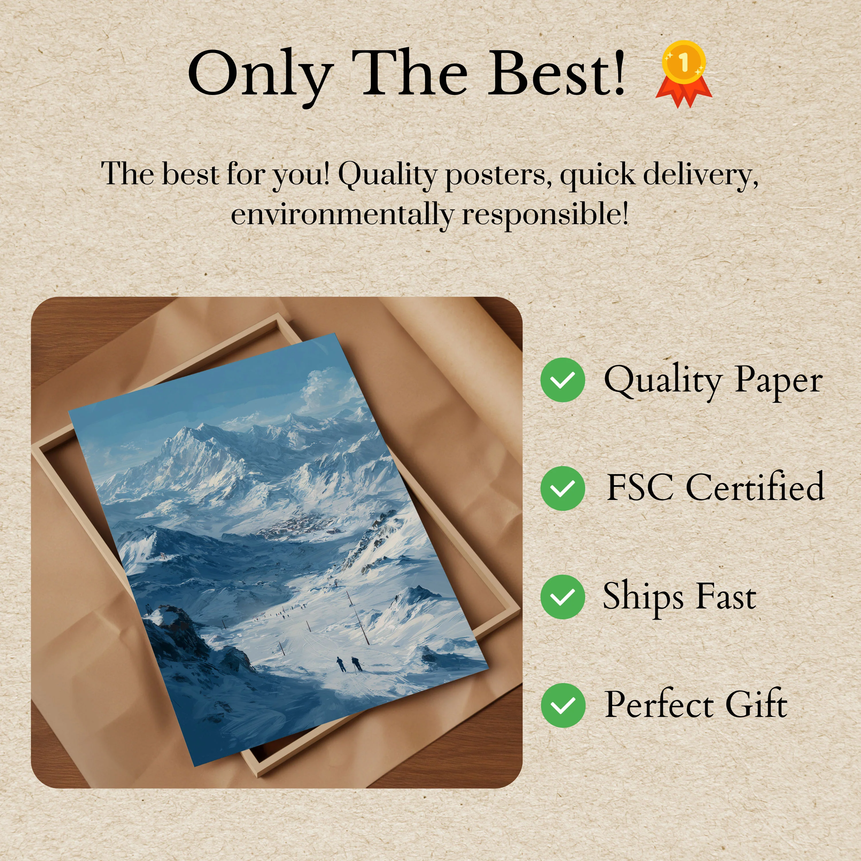 Snowy Mountain Ski Adventure Poster - Image 3