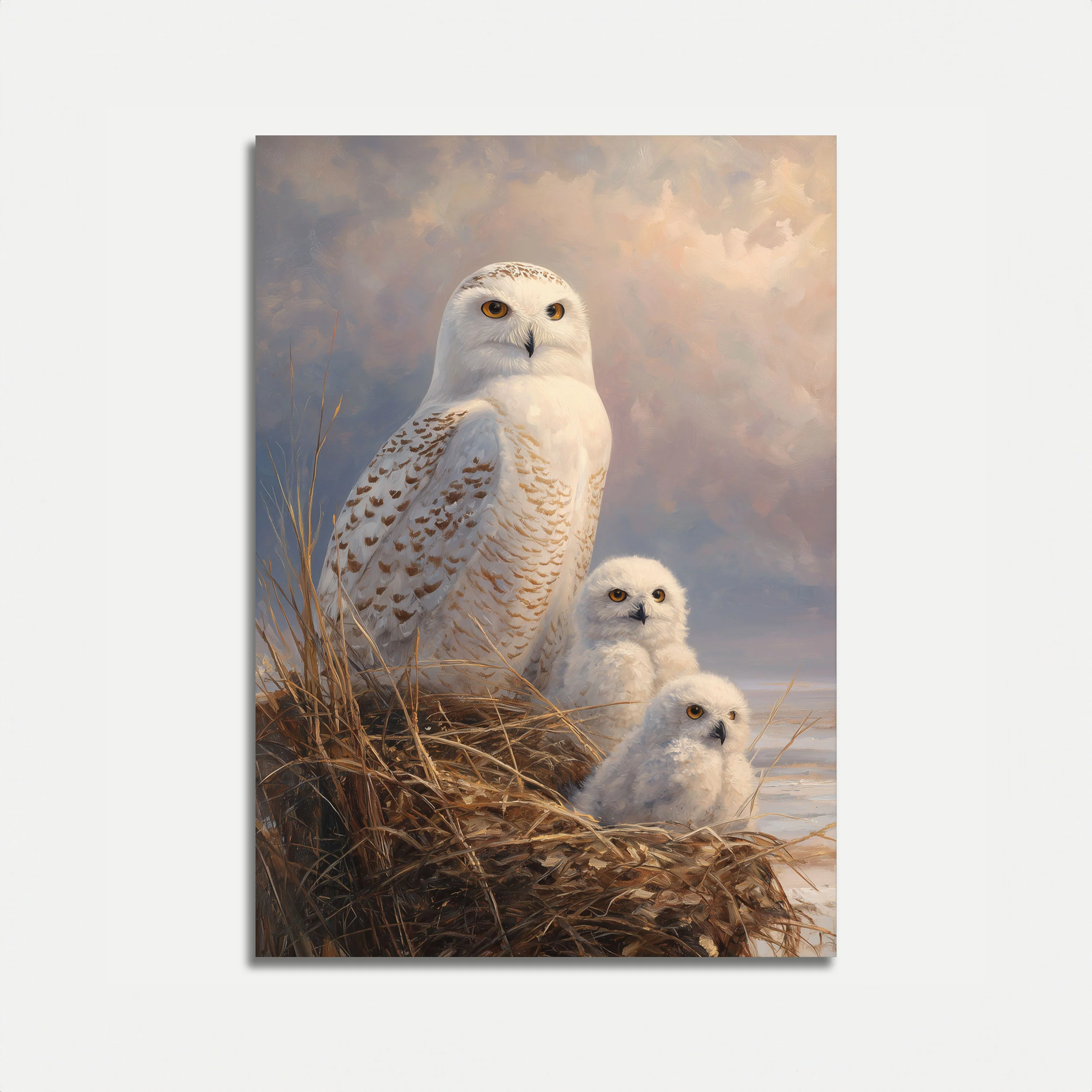 Snowy Owl Family Portrait Poster