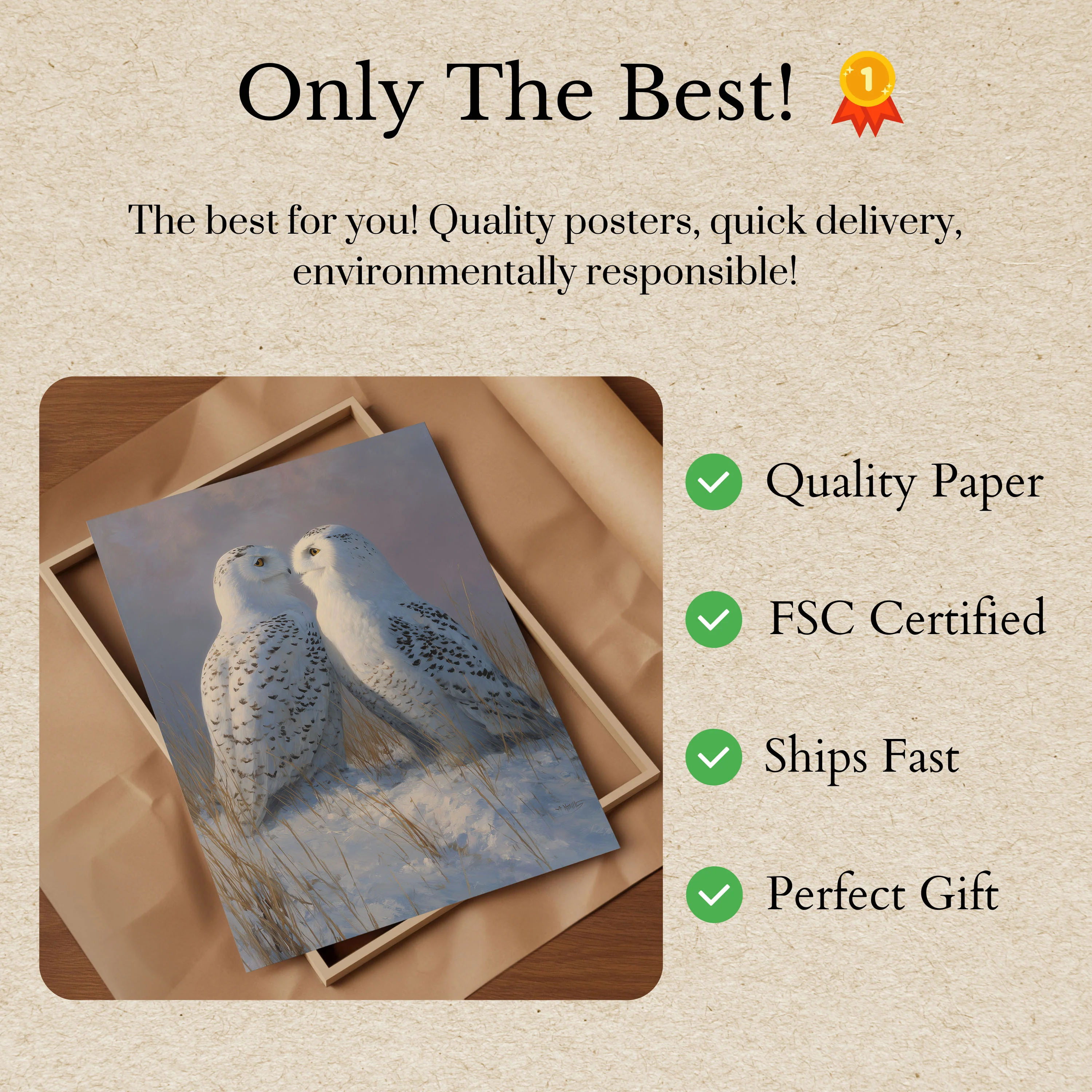 Snowy Owl Pair Winter Poster - Image 3