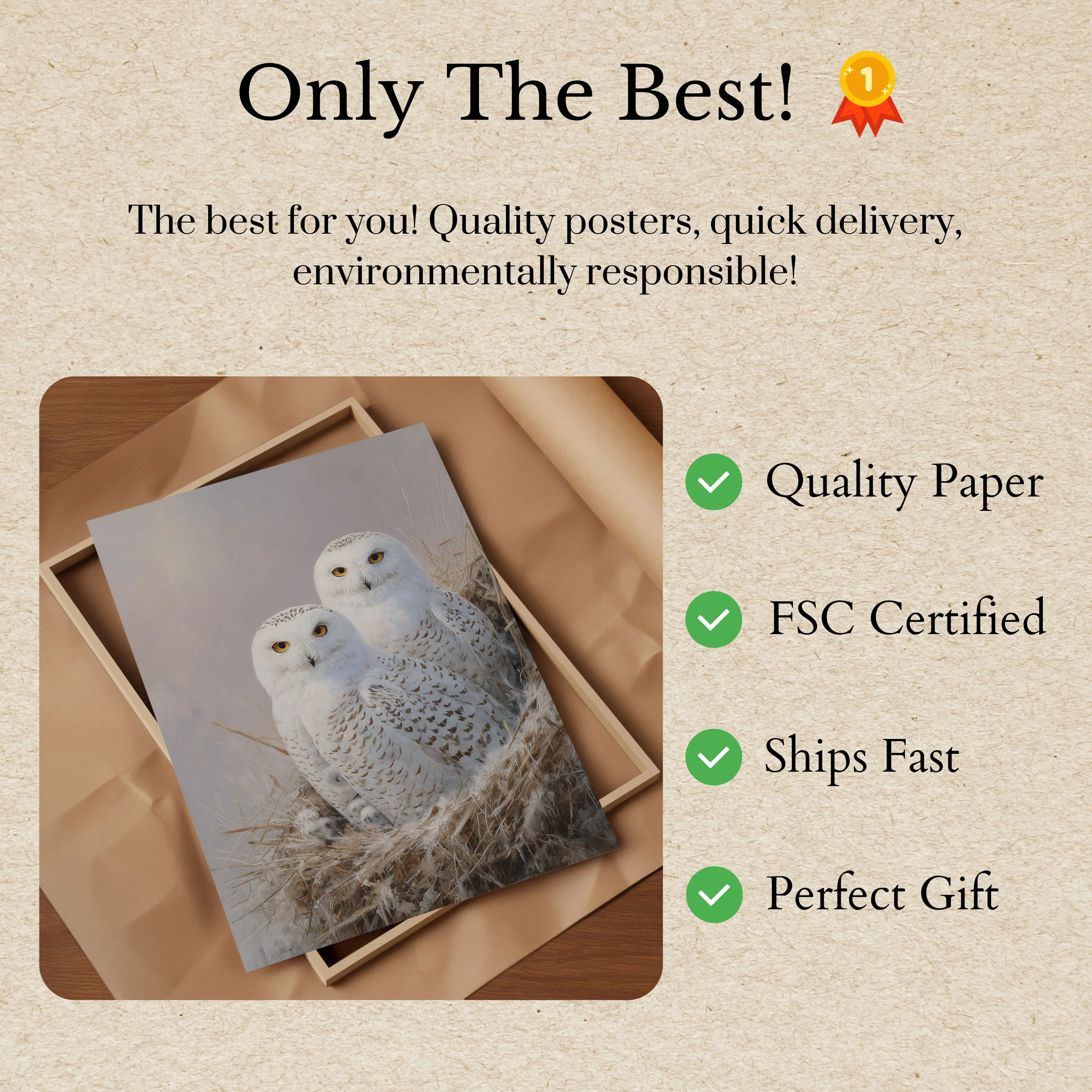 Snowy Owl Pair Winter Poster - Image 3