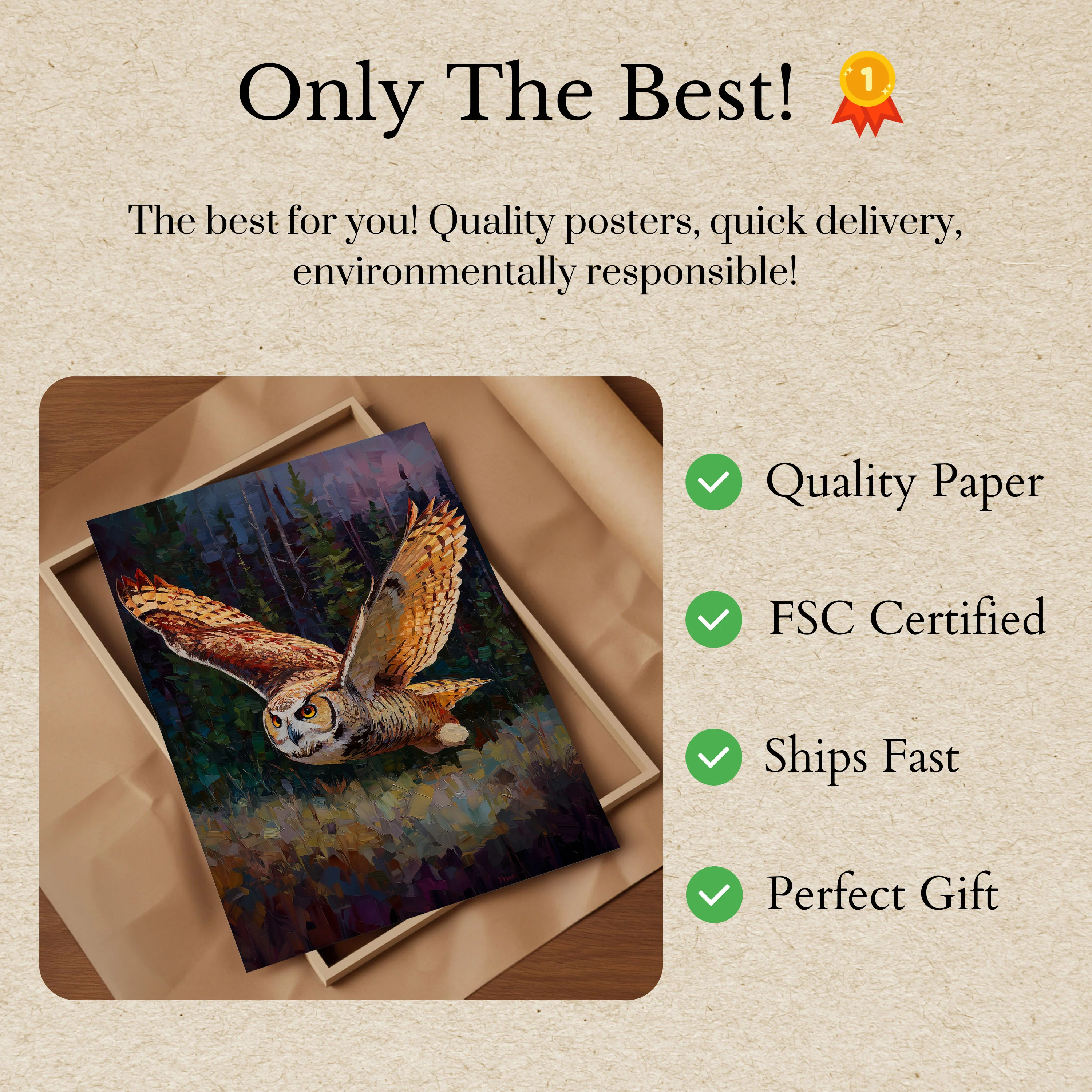 Soaring Owl Flight Poster - Image 3