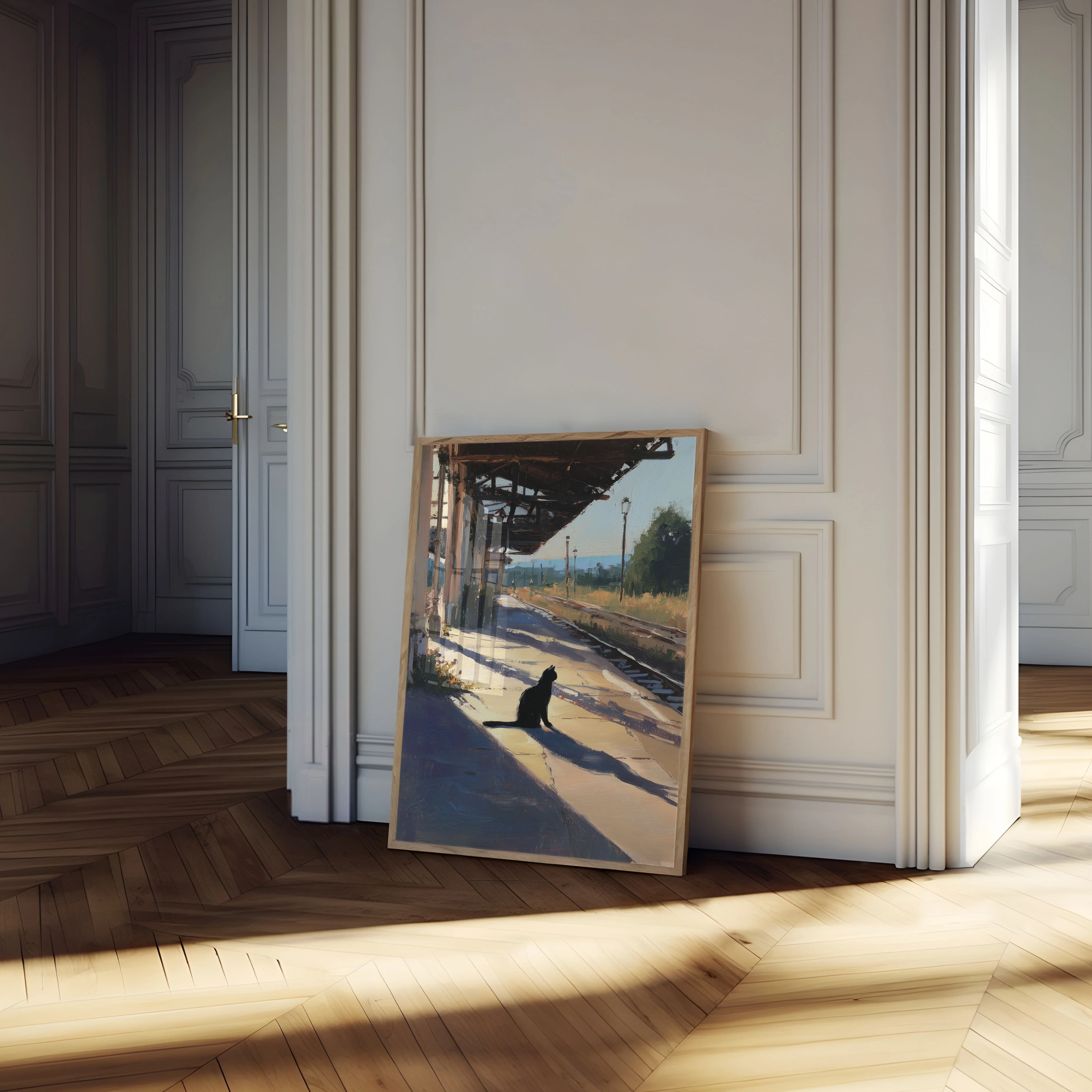 Solitary Cat at Abandoned Station Poster - Image 4