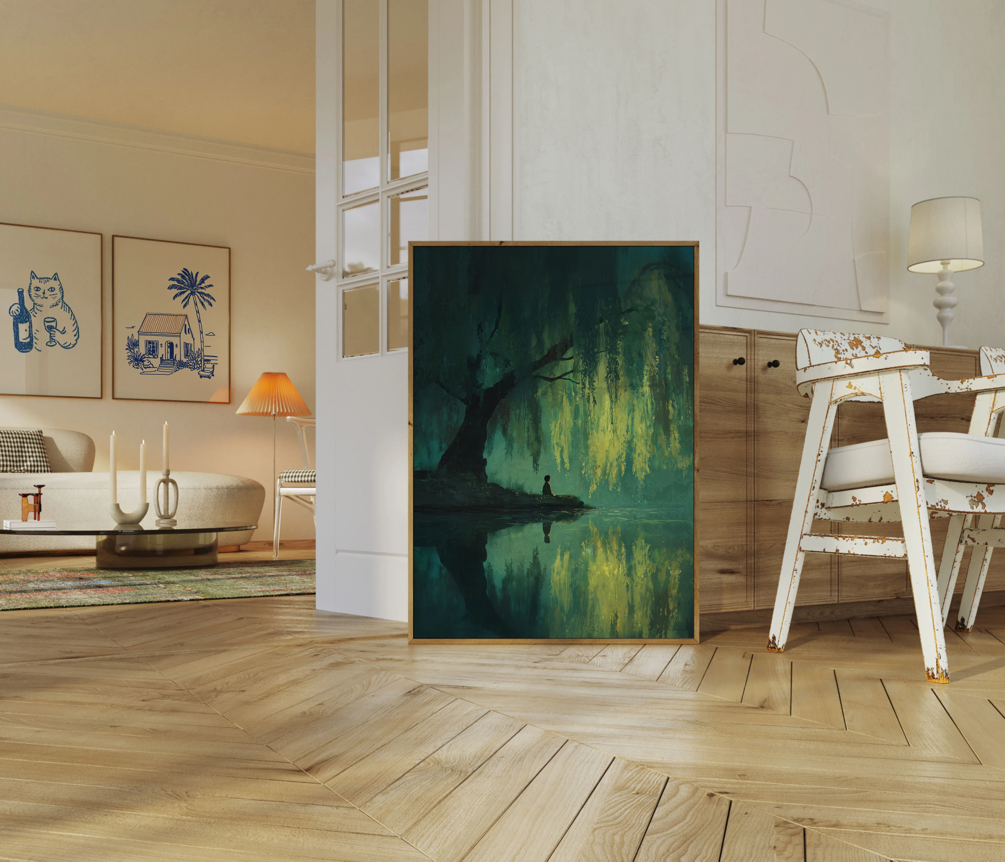 Solitary Contemplation by the Willow Poster - Image 5