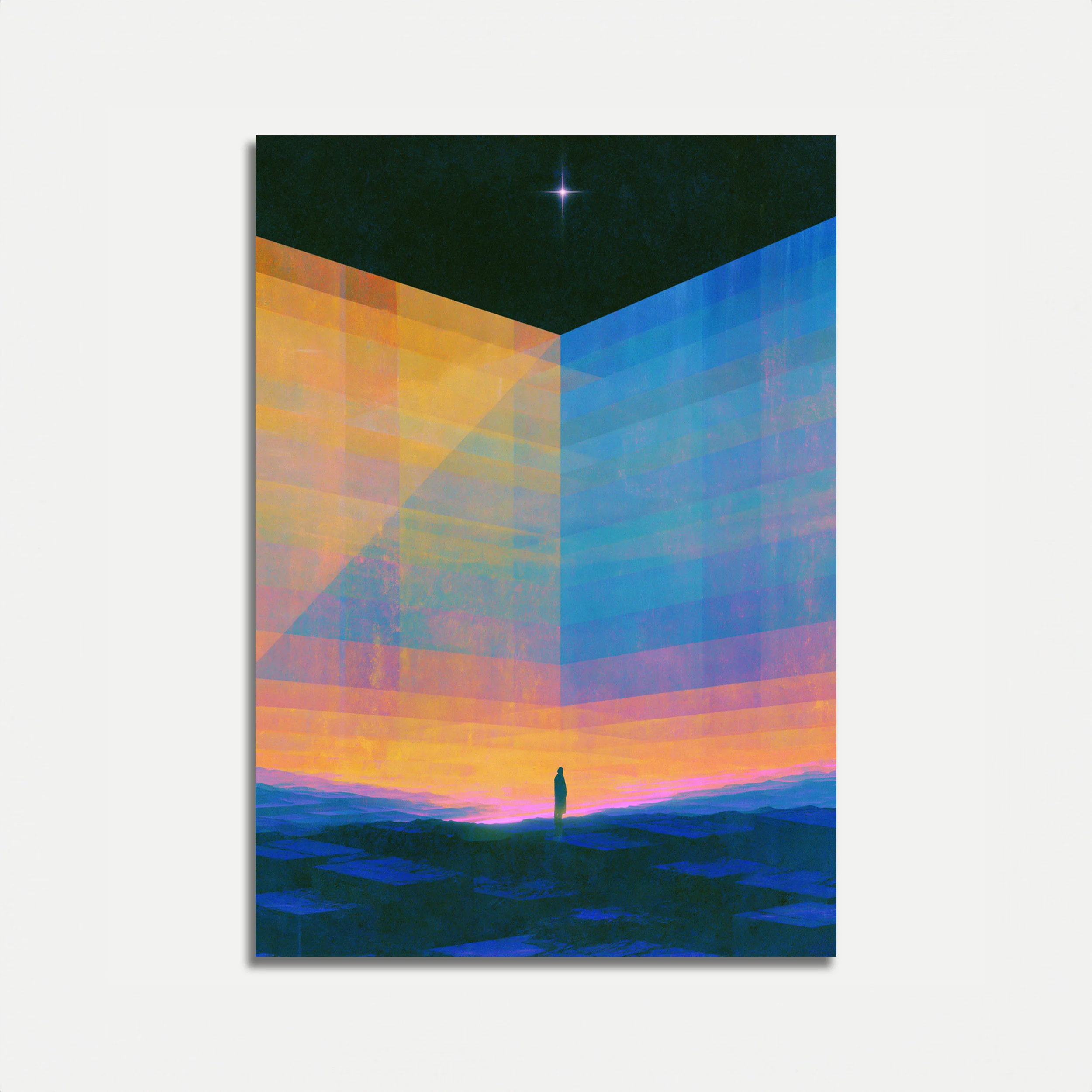 Solitary Figure at Sunset Poster