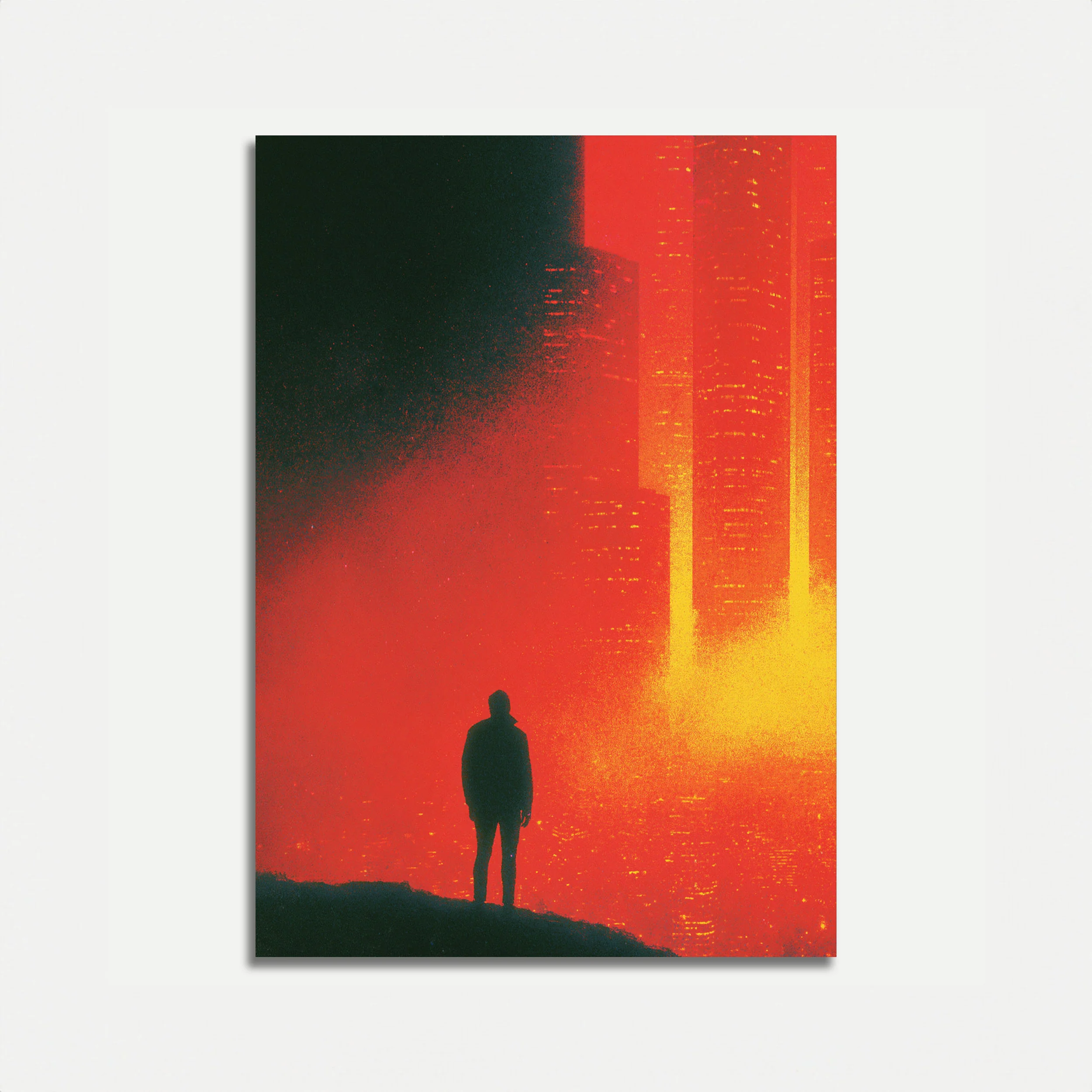 Solitary Figure Before Fire Poster