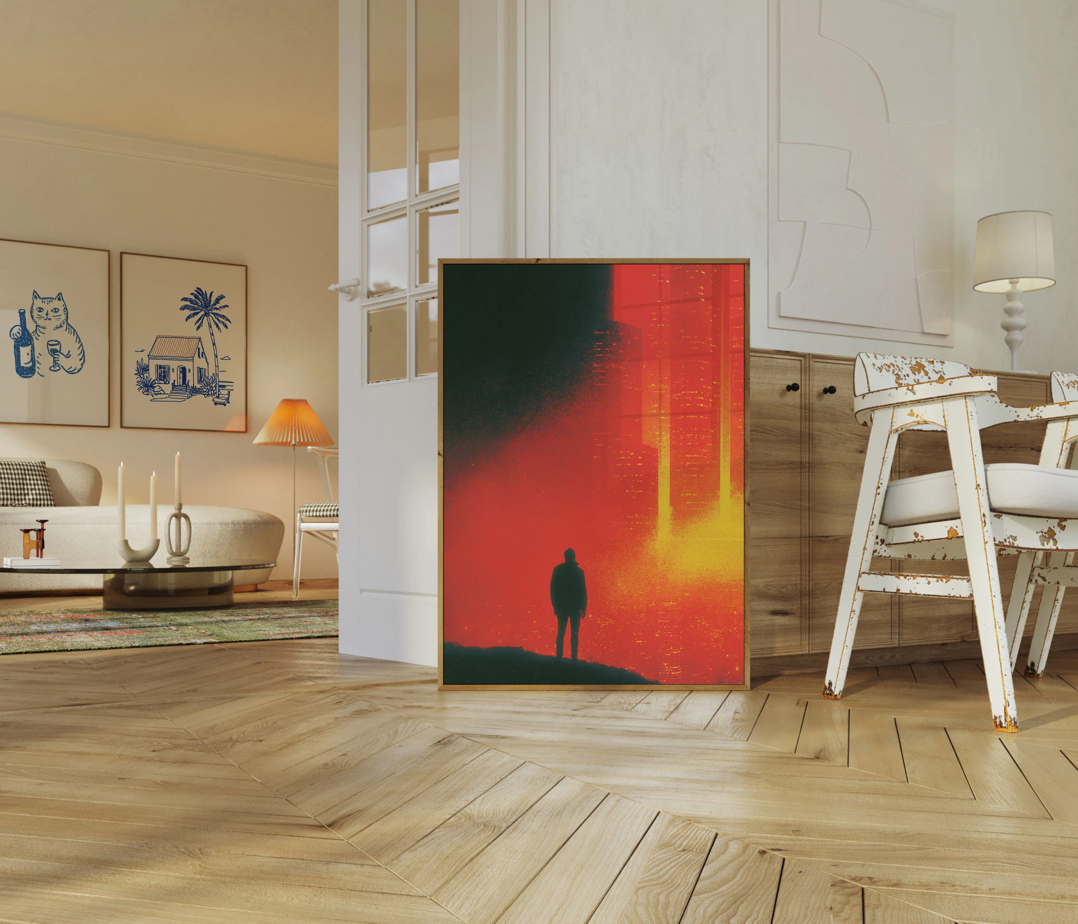 Solitary Figure Before Fire Poster - Image 5