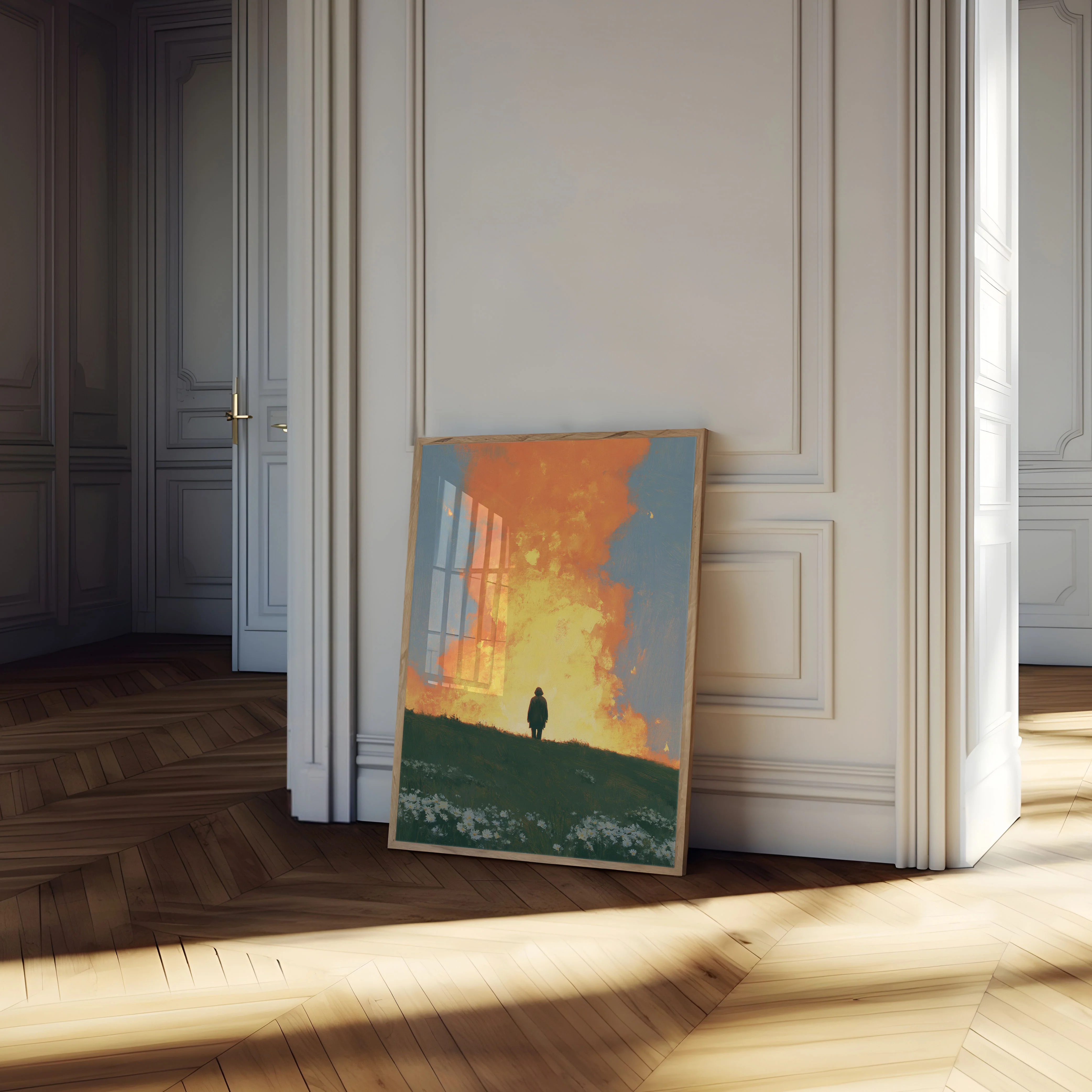 Solitary Figure Before Inferno Poster - Image 4