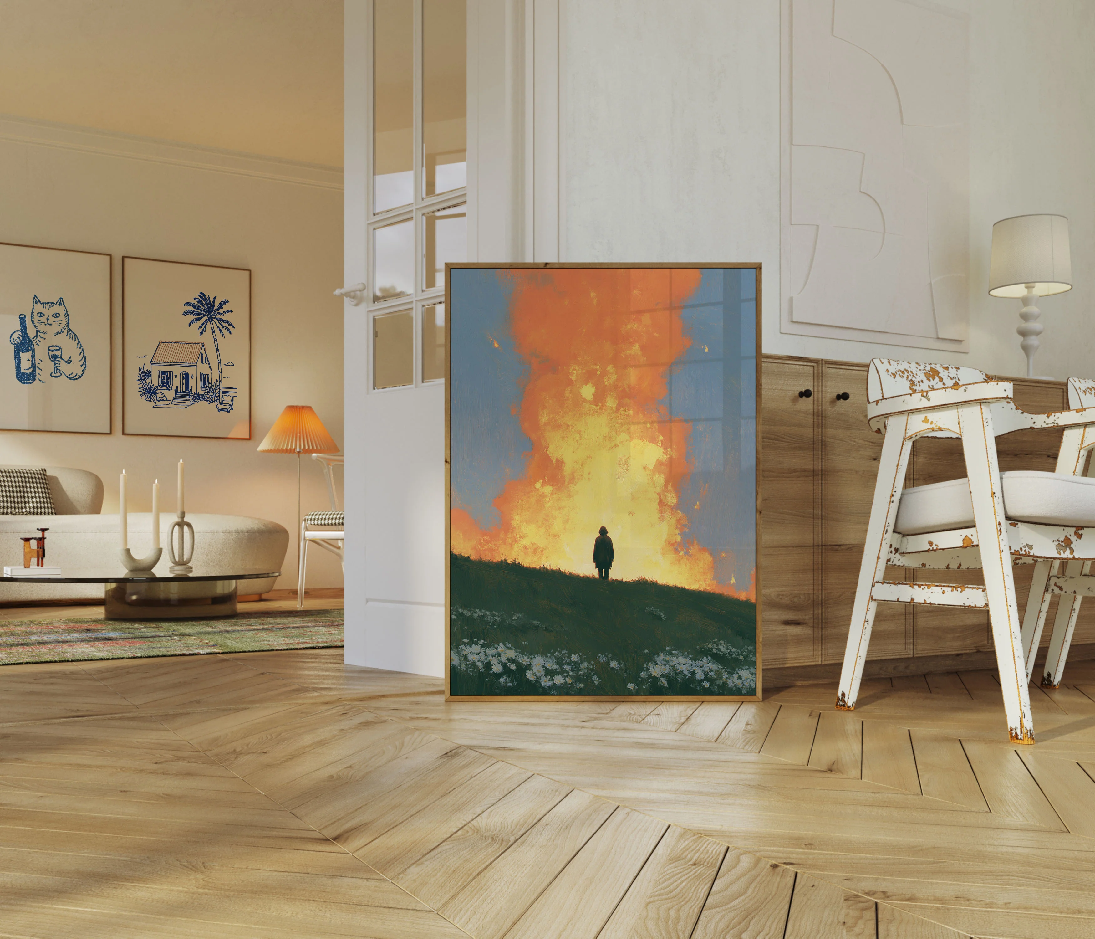 Solitary Figure Before Inferno Poster - Image 5