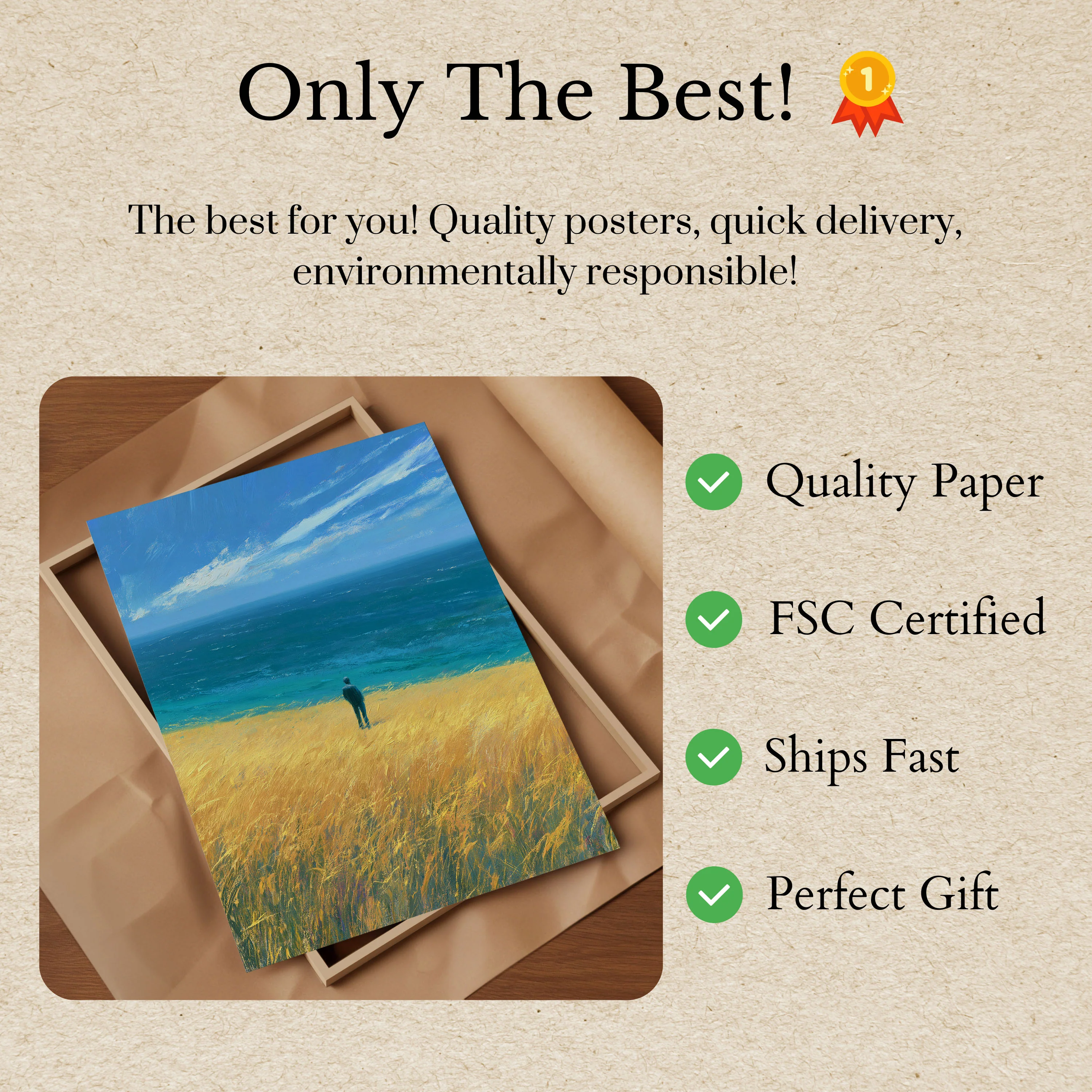 Solitary Figure Golden Field Poster - Image 3