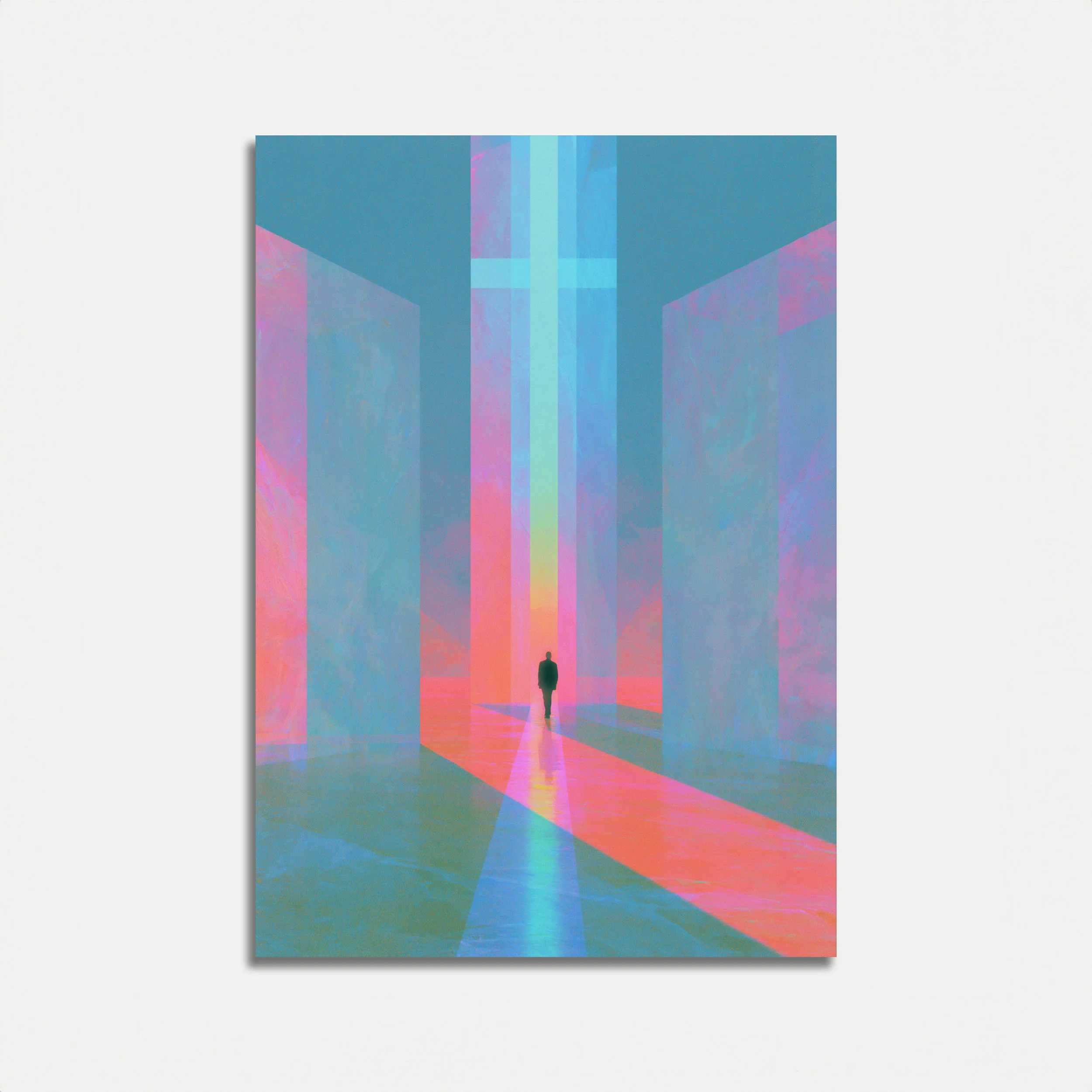 Solitary Figure in Colorful Light Poster