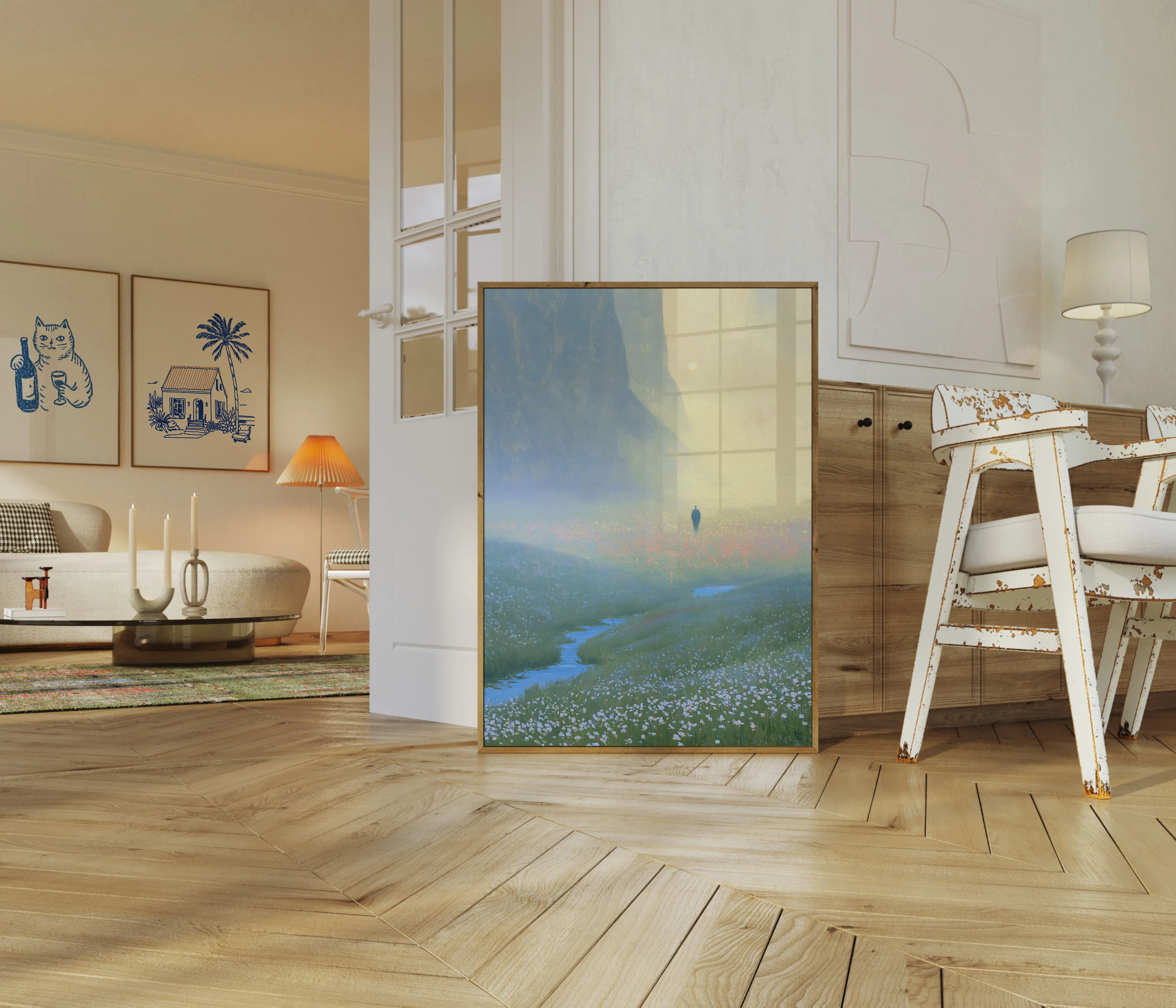Solitary Figure in Flower Valley Poster - Image 5
