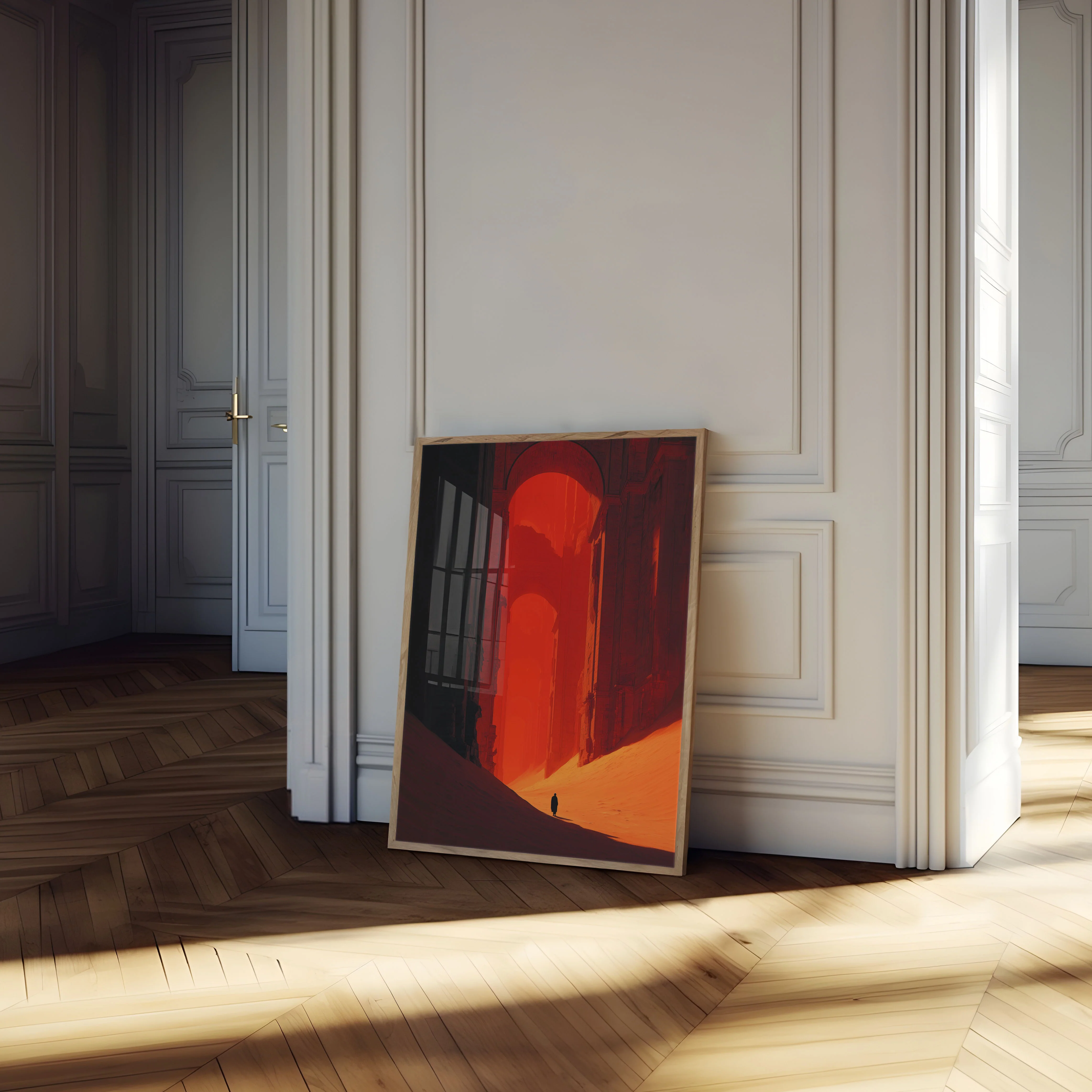 Solitary Figure in Red Passage Poster - Image 4