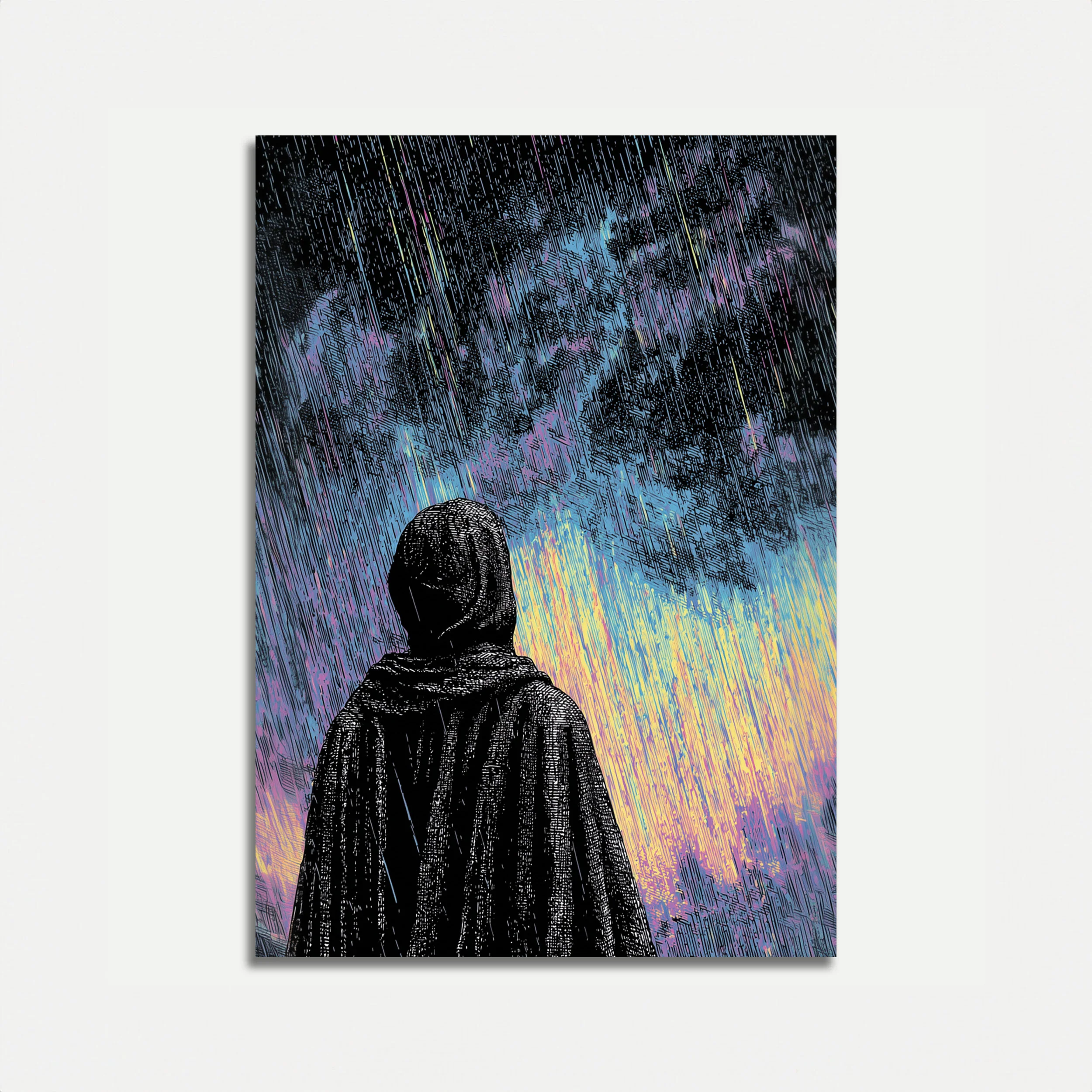 Solitary Figure in the Rain Poster