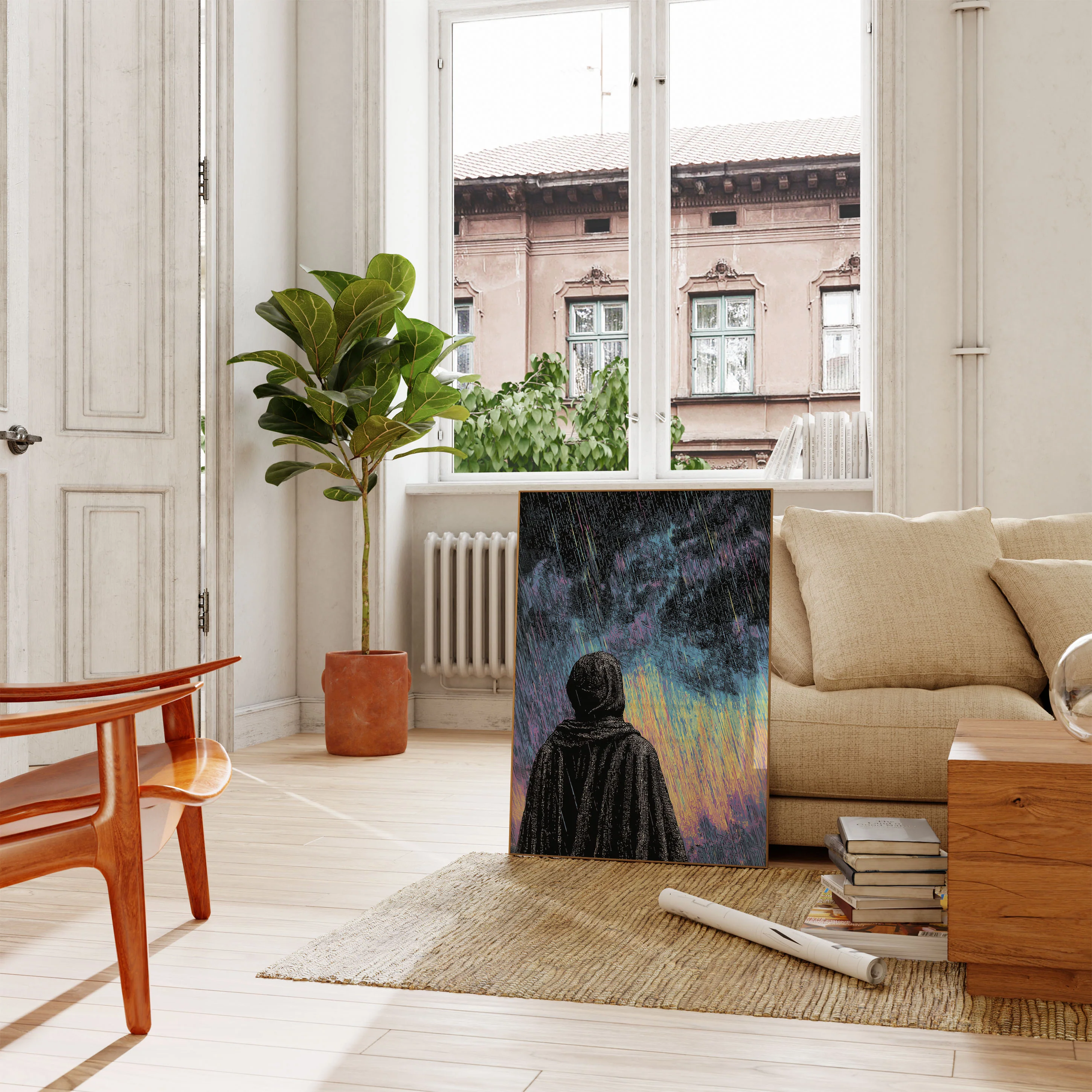 Solitary Figure in the Rain Poster - Image 2