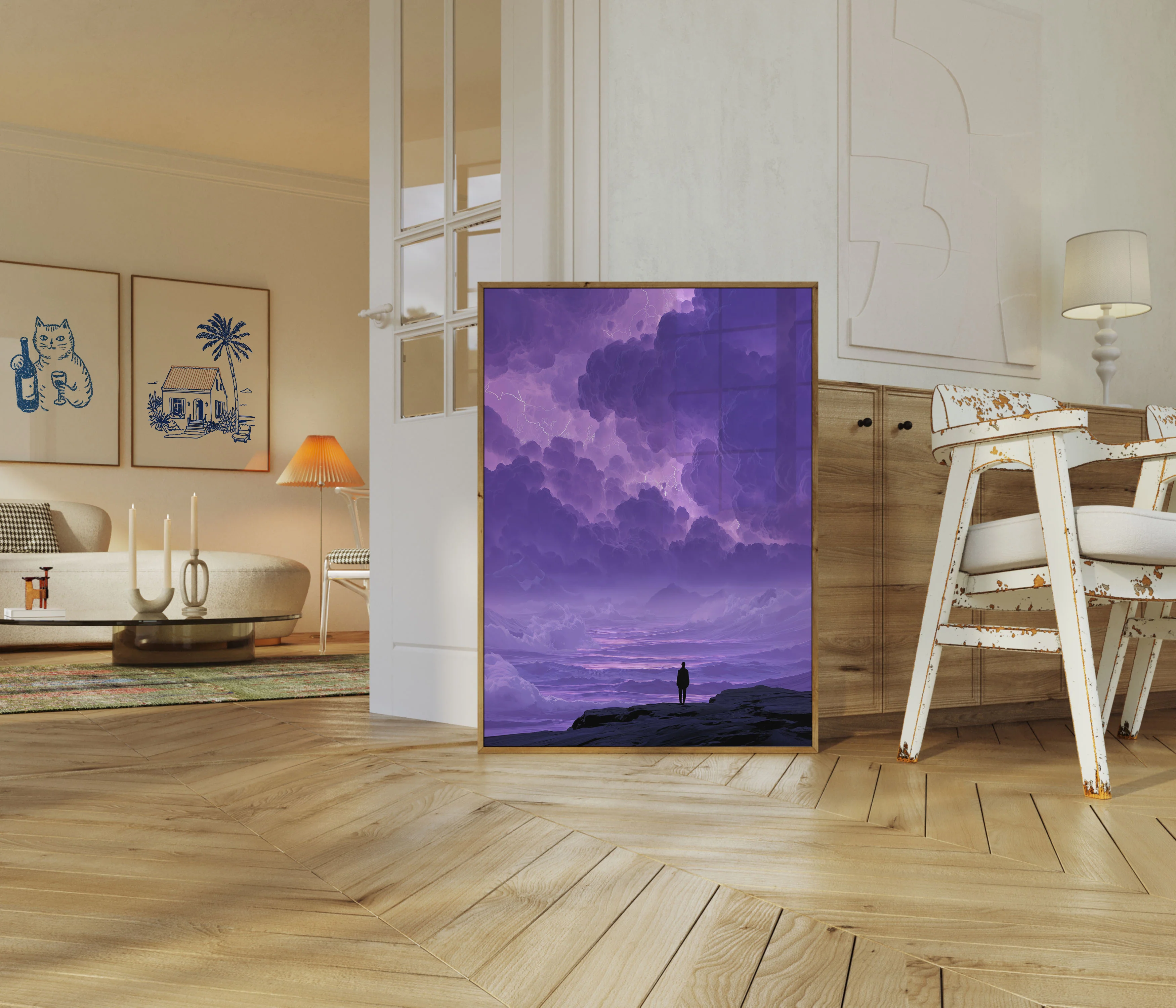 Solitary Figure Storm Sky Poster - Image 5