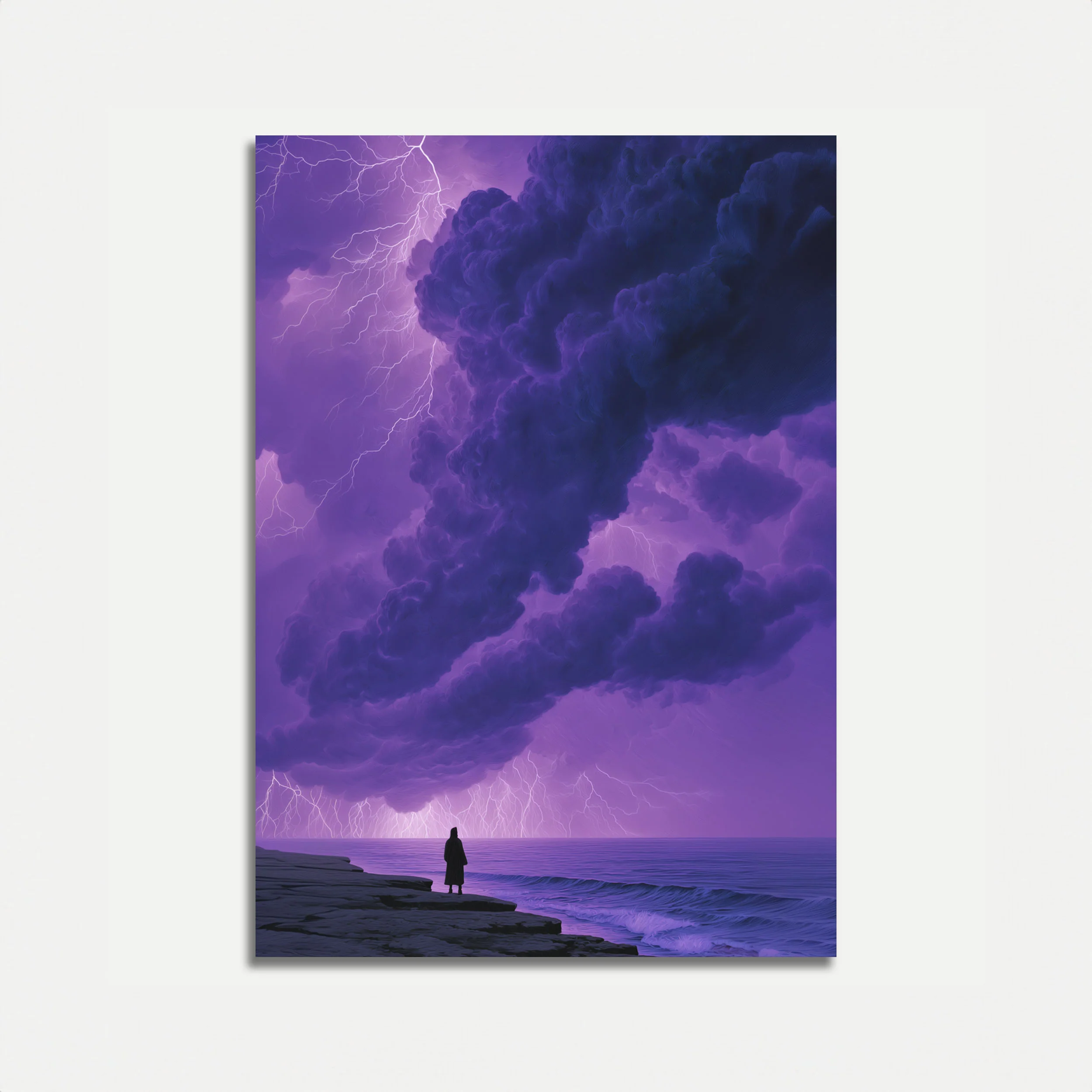 Solitary Figure Storm Watch Poster