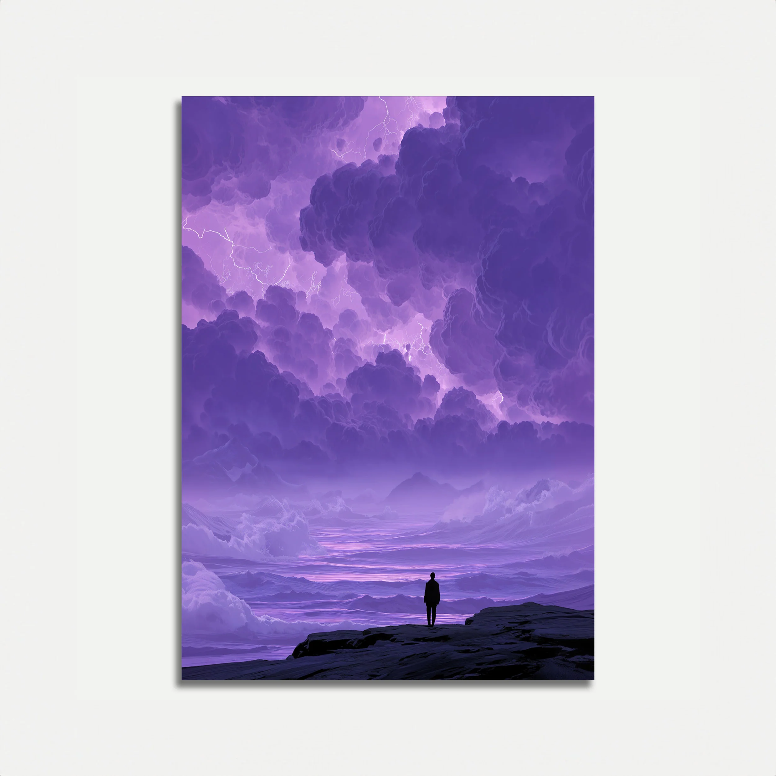 Solitary Figure Storm Watching Poster