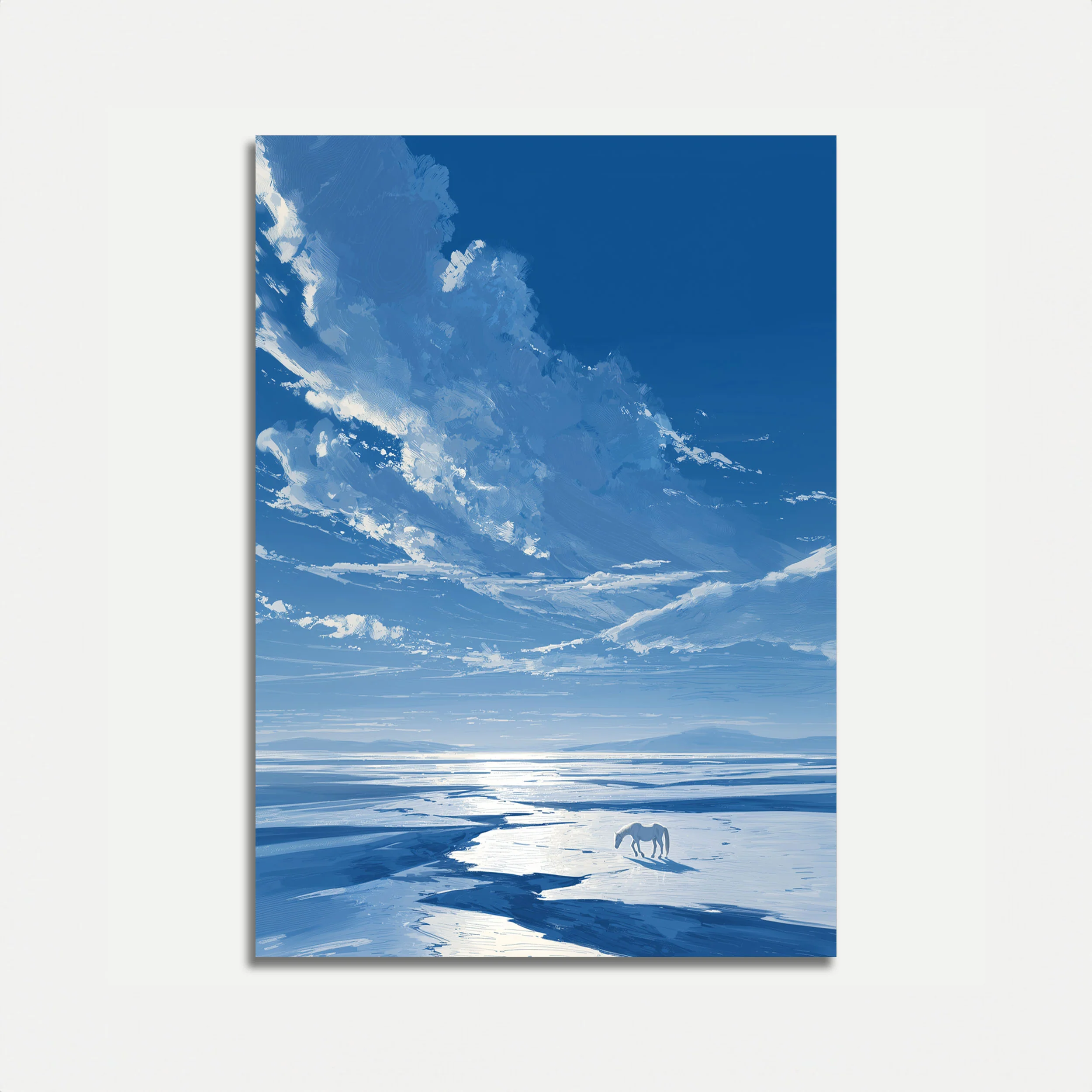 Solitary Horse Winter Landscape Poster