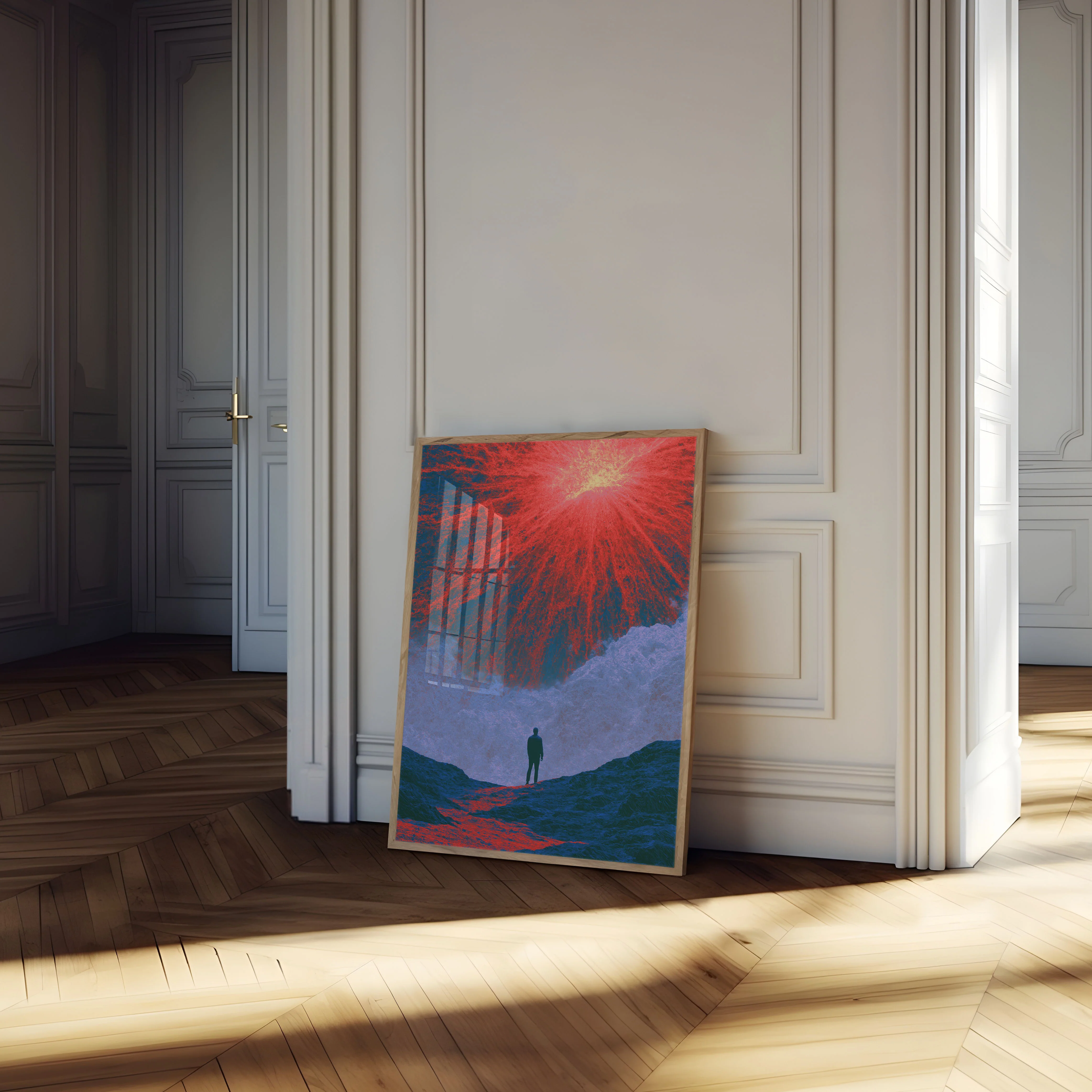 Solitary Observer Before Volcano Poster - Image 4