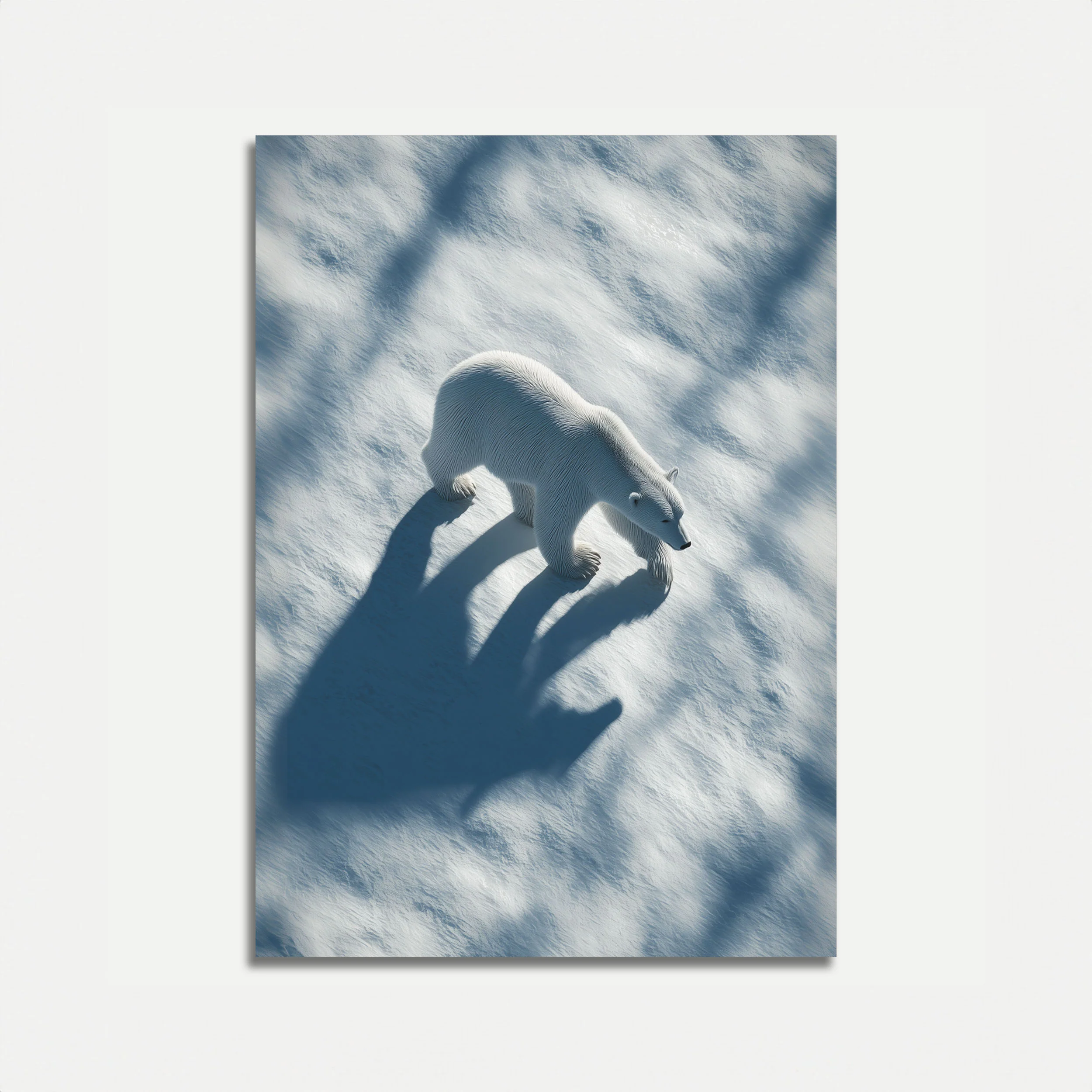 Solitary Polar Bear Shadow Poster