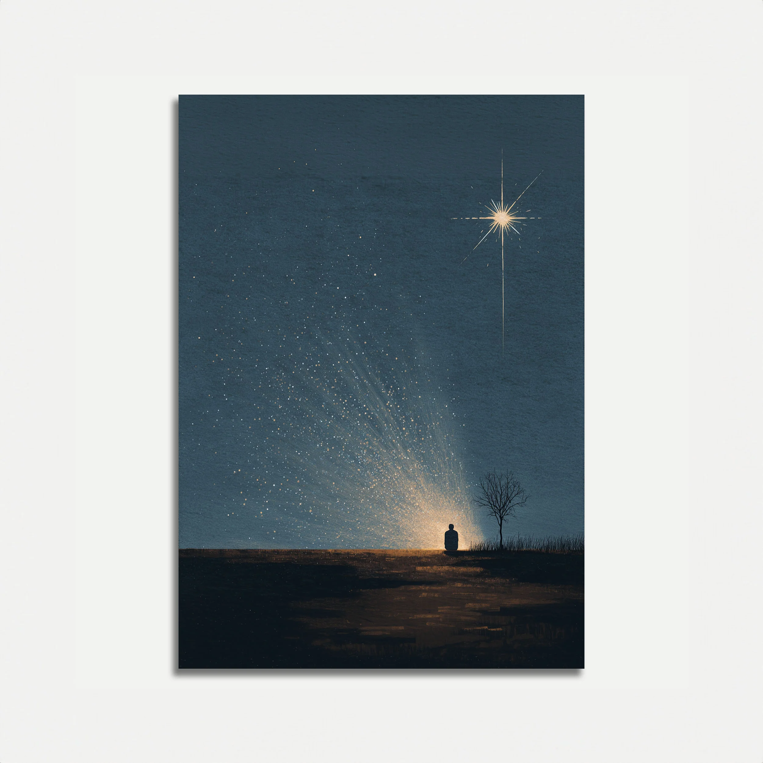 Solitary Starry Night Poster