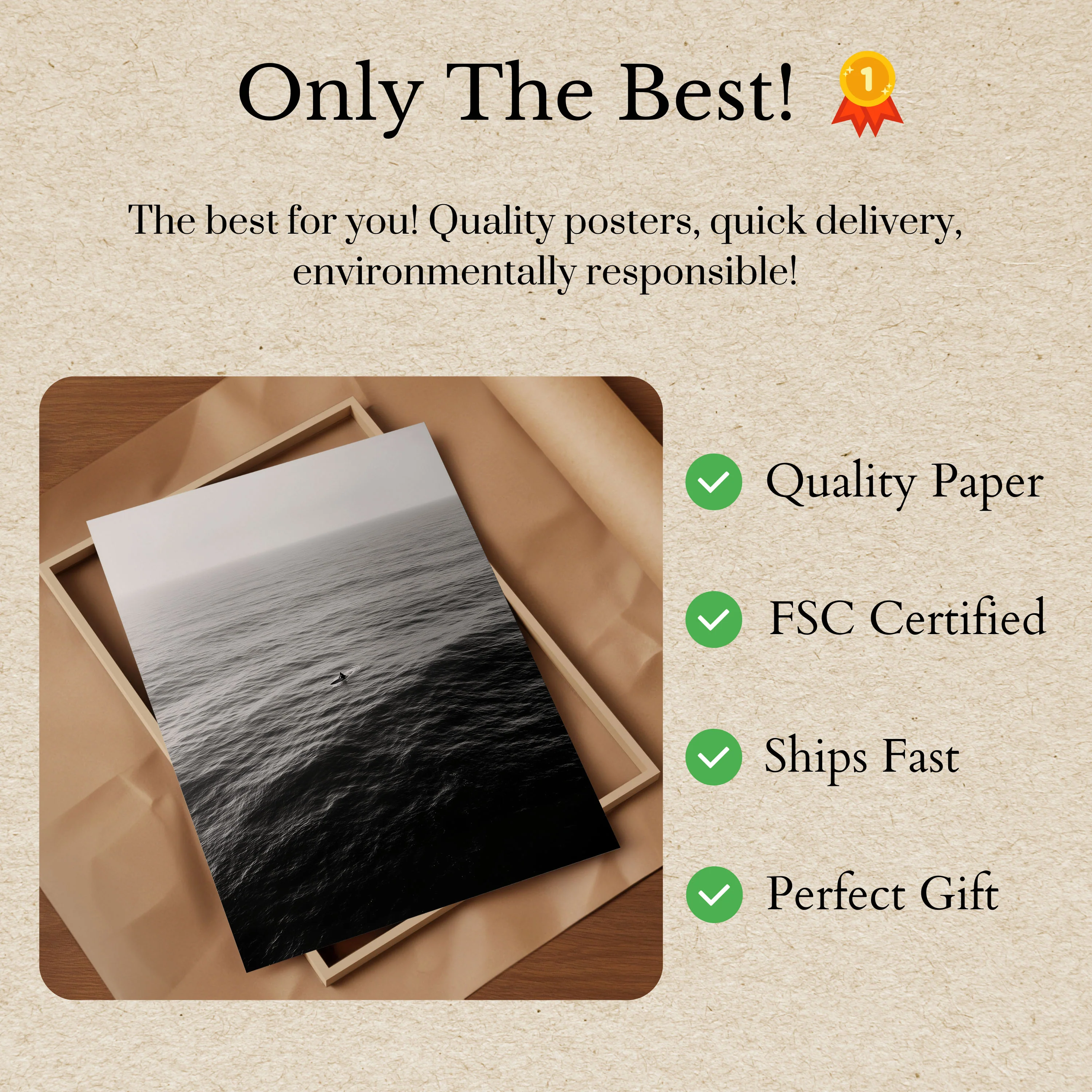Solitary Surfer Ocean Poster - Image 3
