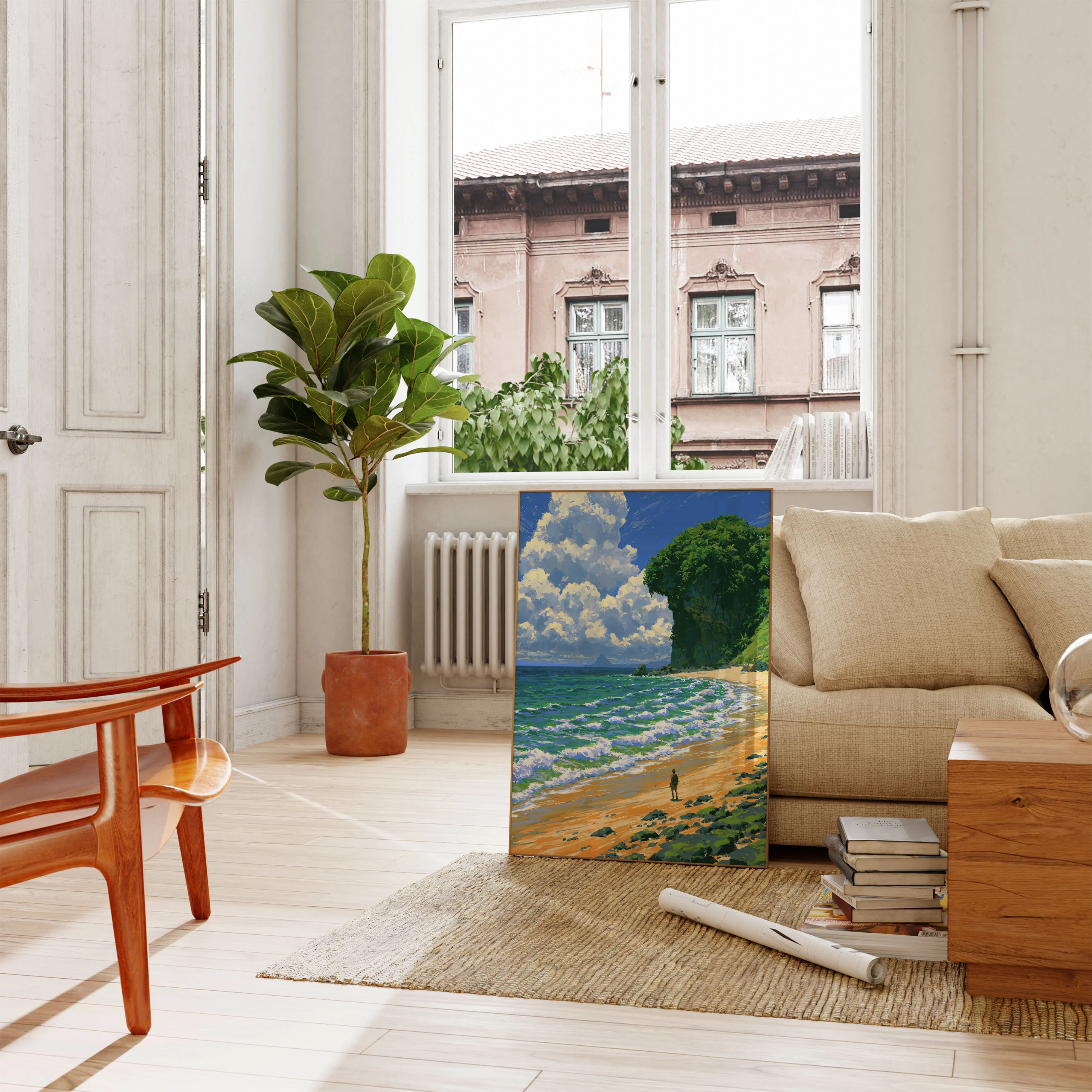 Solitary Wanderer Beach Cove Poster - Image 2