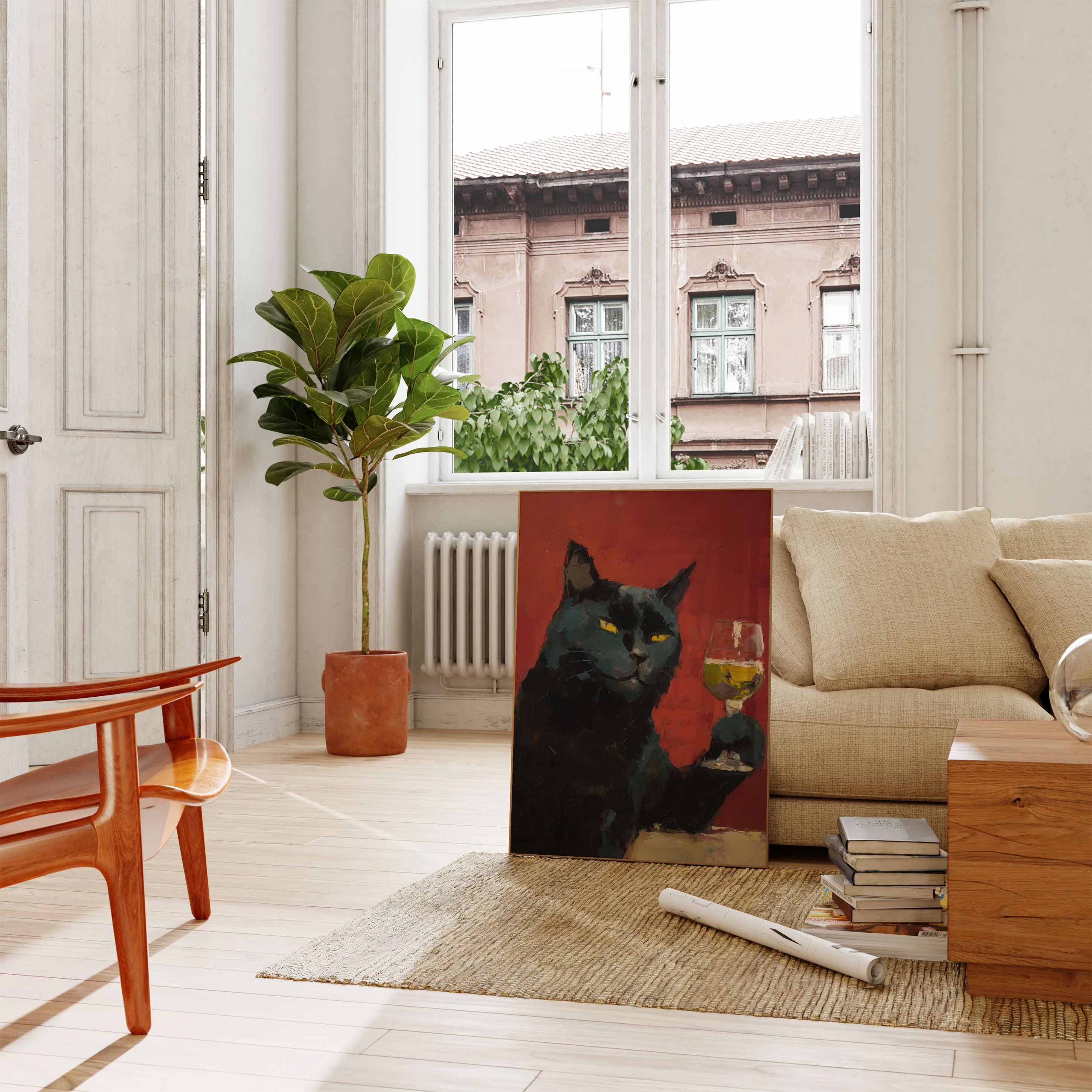 Sophisticated Cat with Wine Poster - Image 2