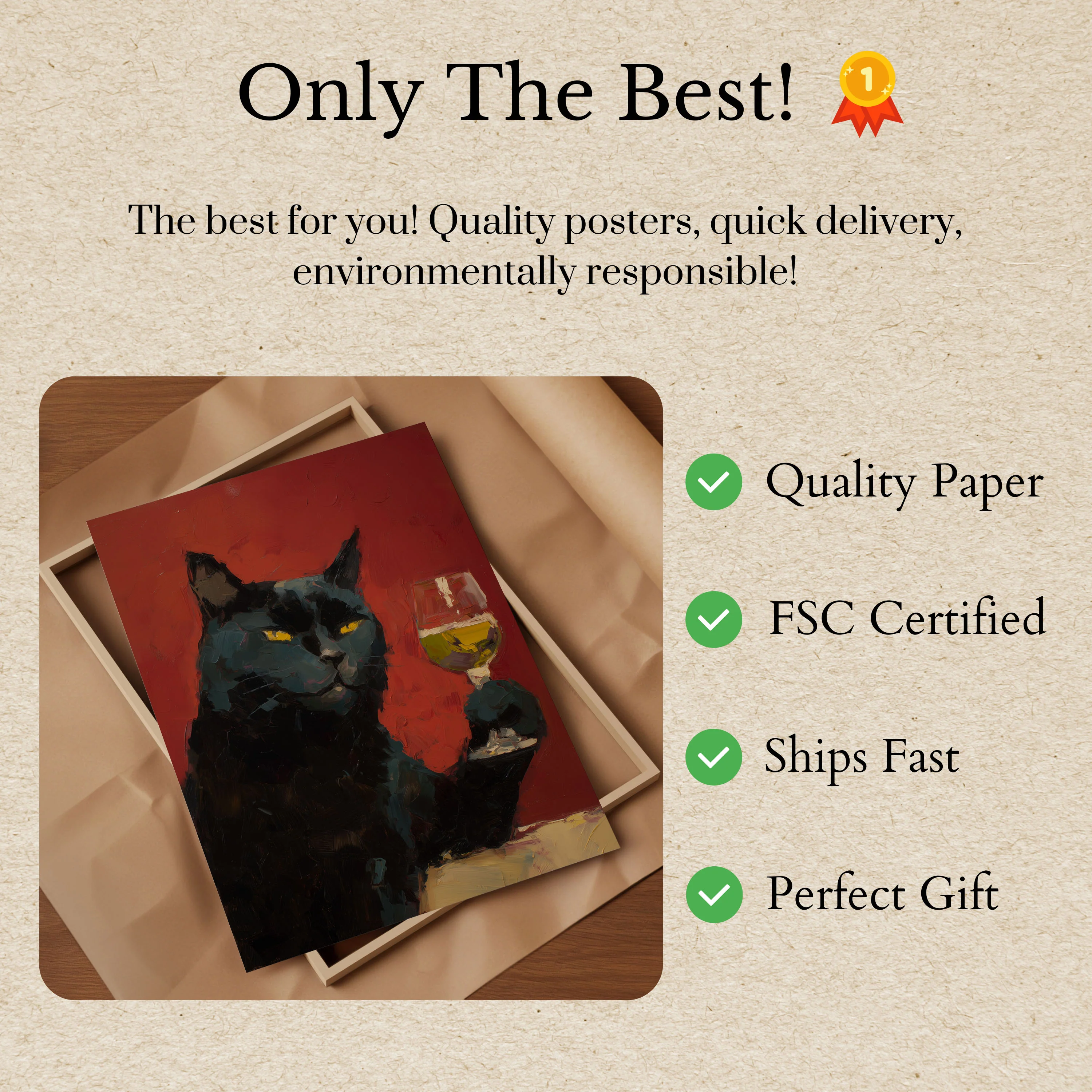 Sophisticated Cat with Wine Poster - Image 3