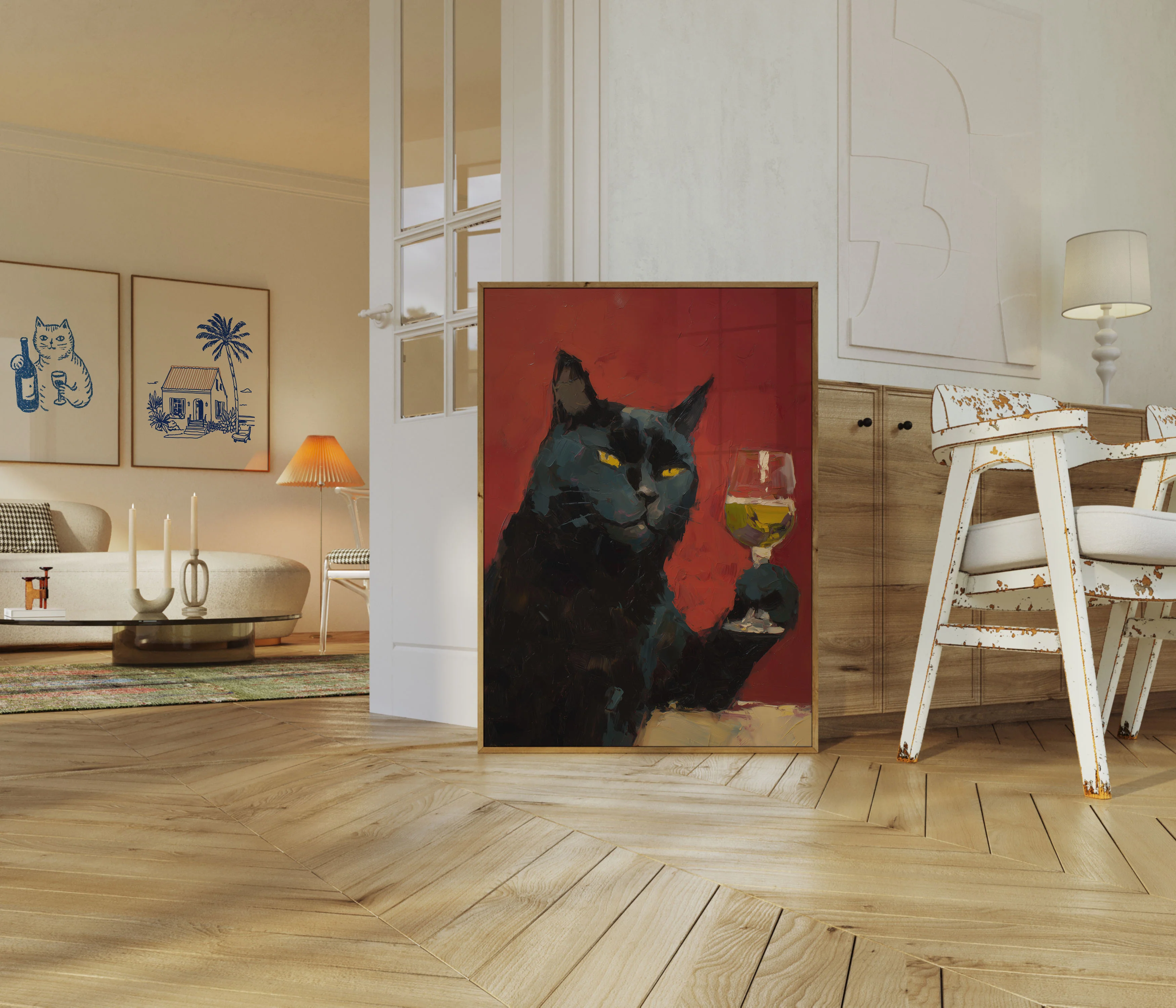 Sophisticated Cat with Wine Poster - Image 5