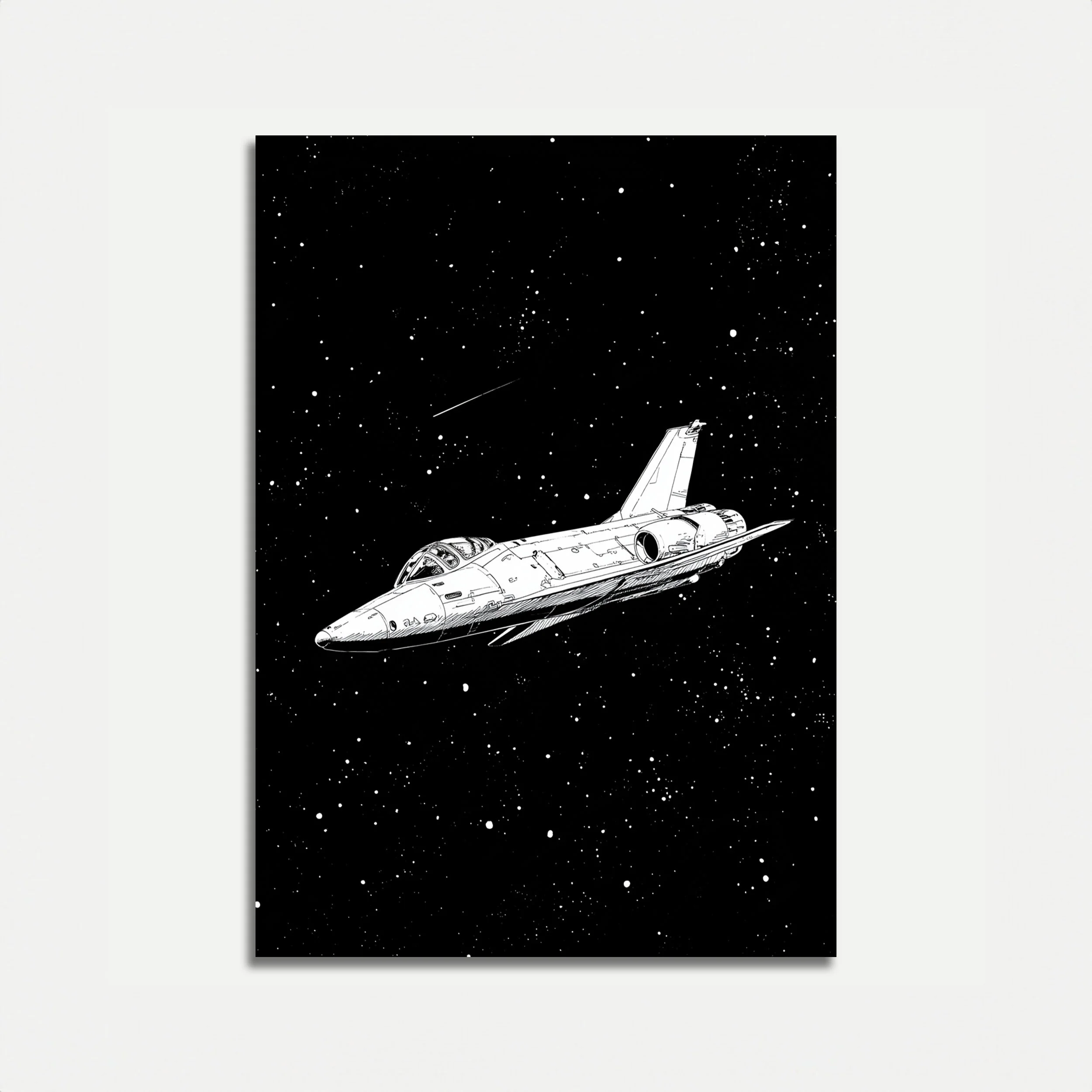 Space Vessel in Starry Sky Poster