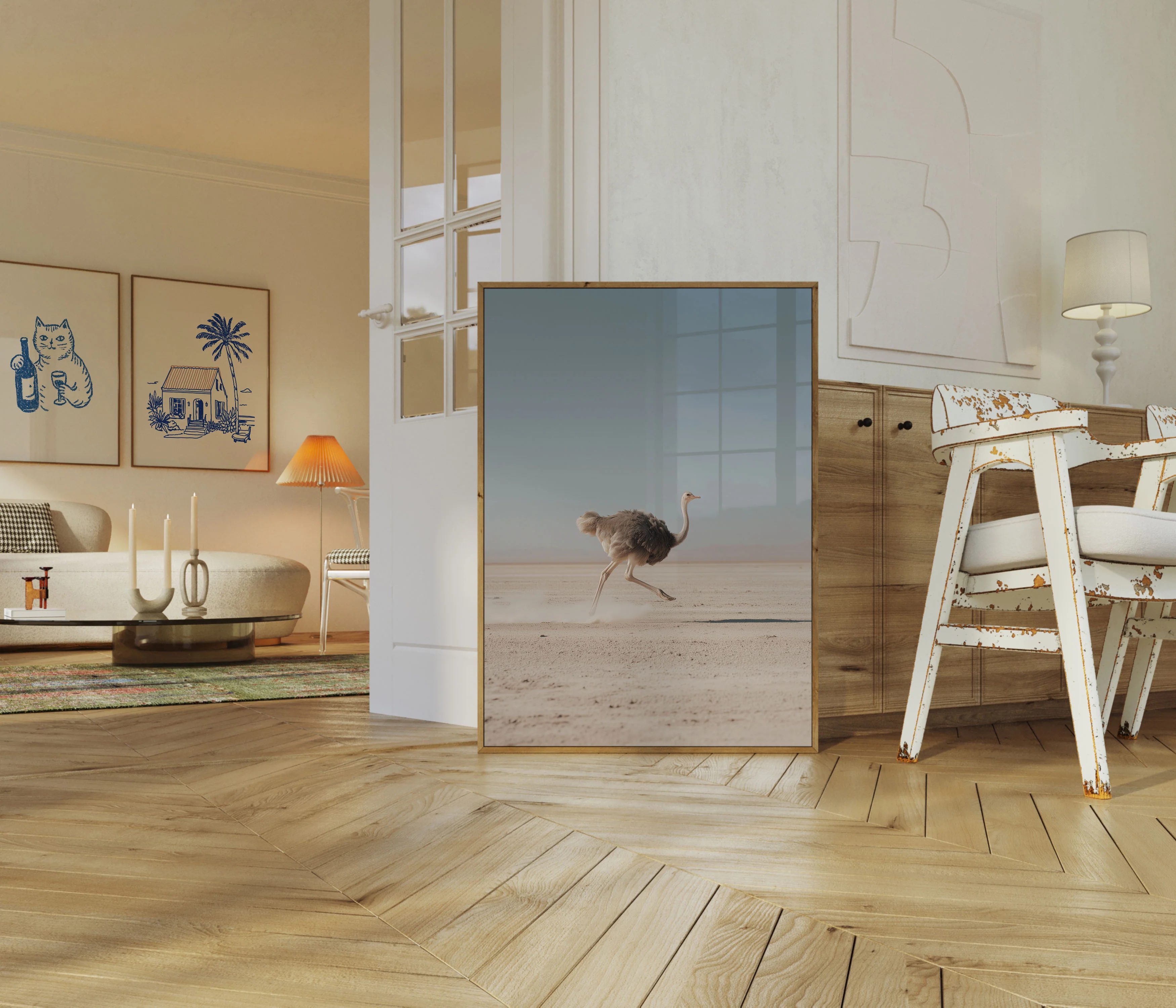 Sprinting Ostrich Desert Poster - Image 5