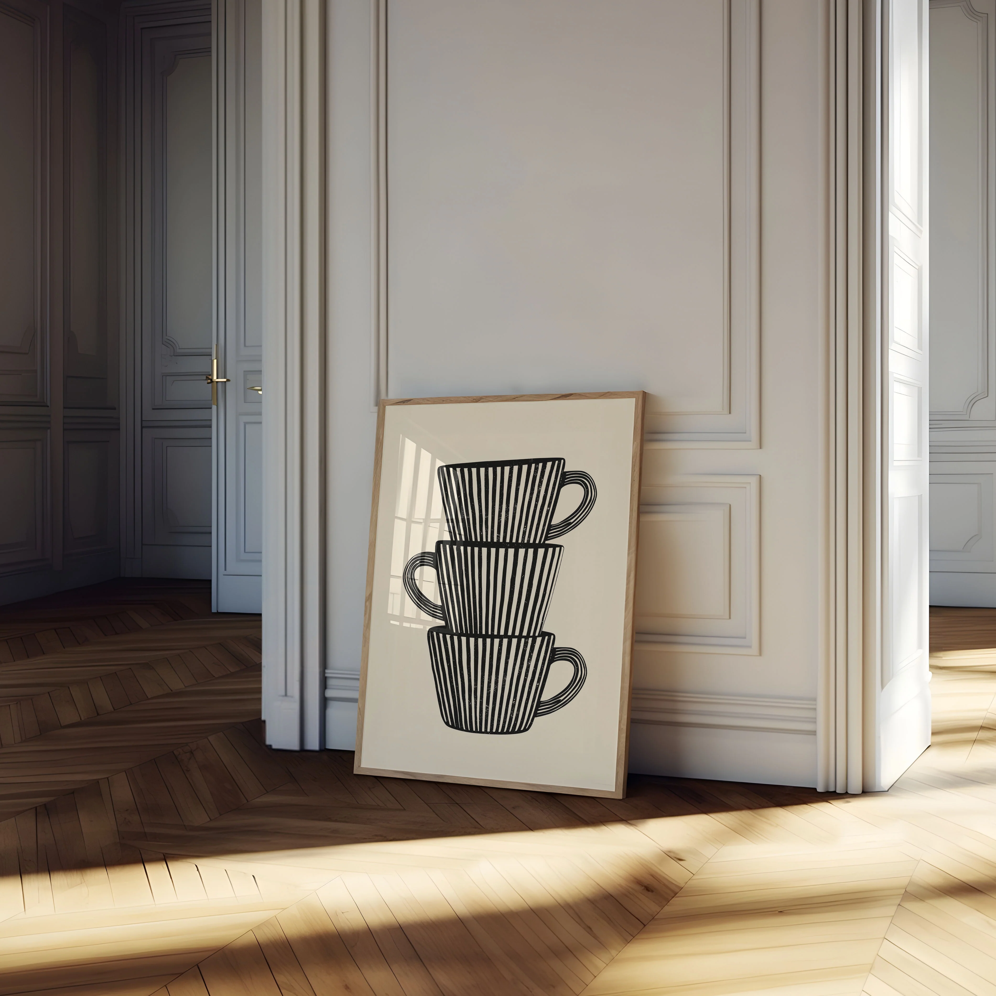 Stacked Coffee Cups Line Art Poster - Image 4