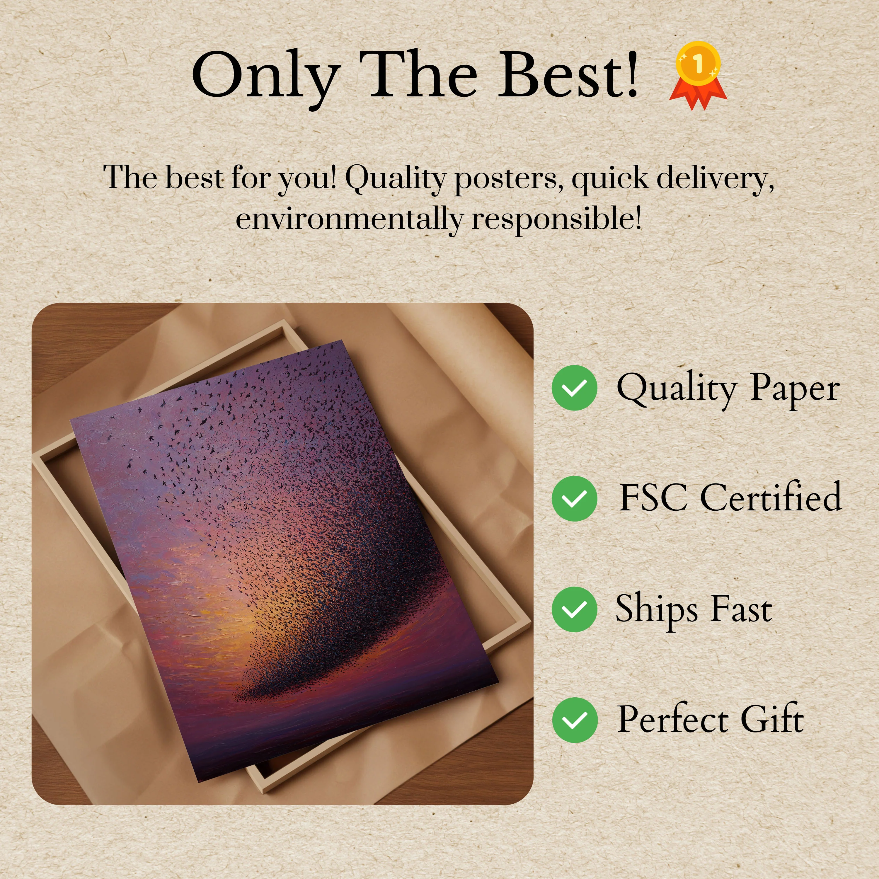 Starling Murmuration Sunset Poster - Image 3