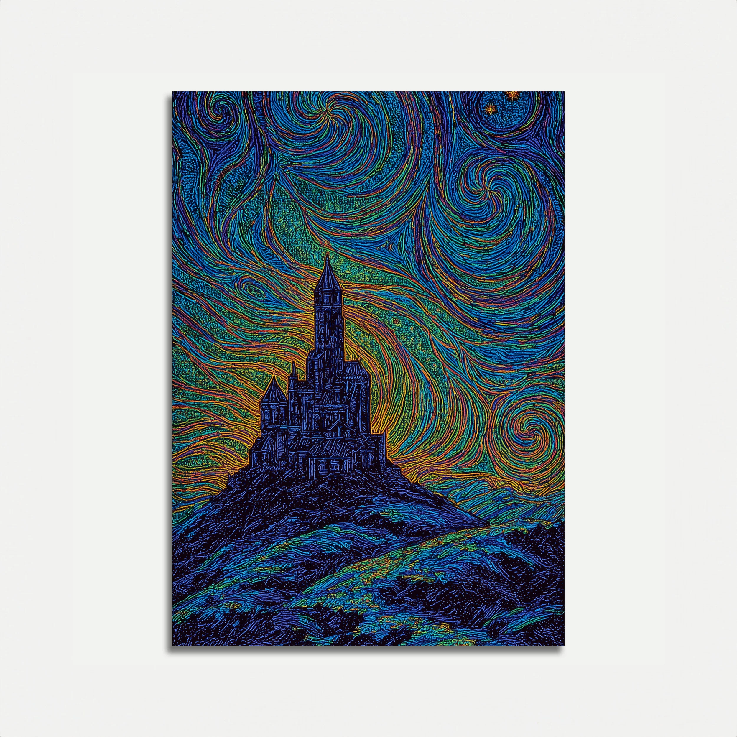 Starry Castle Night Poster