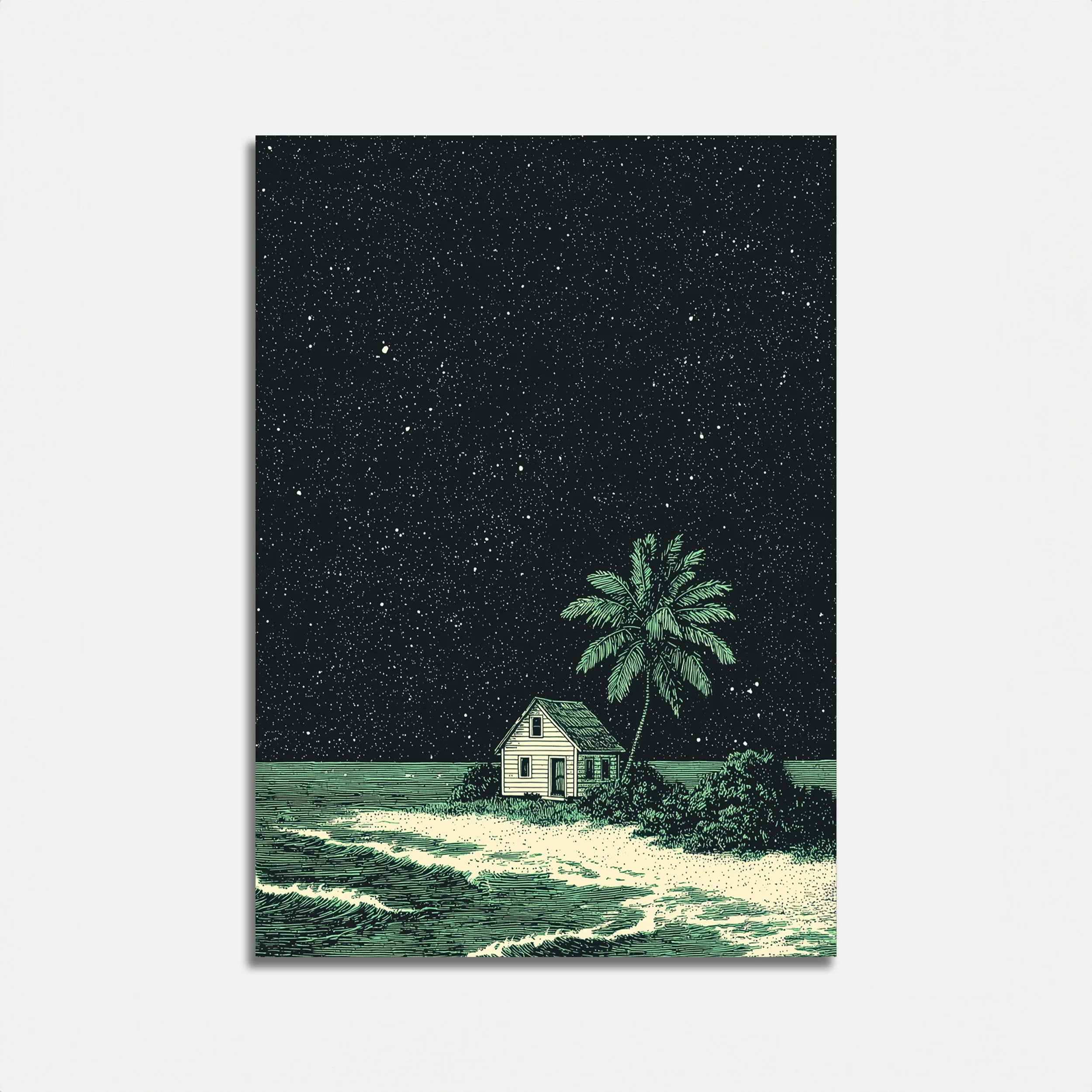 Starry Night Beach House Poster