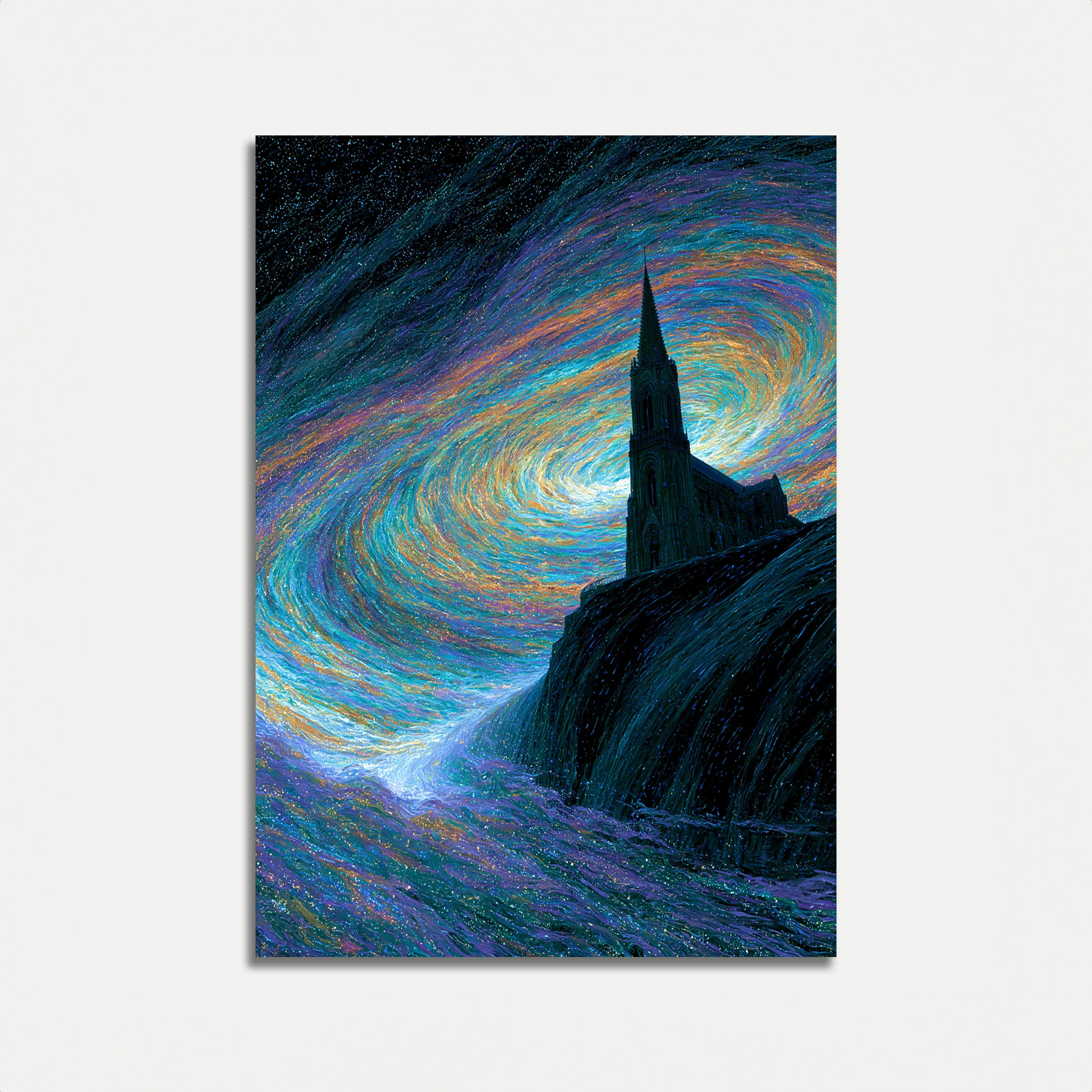 Starry Night Church Poster