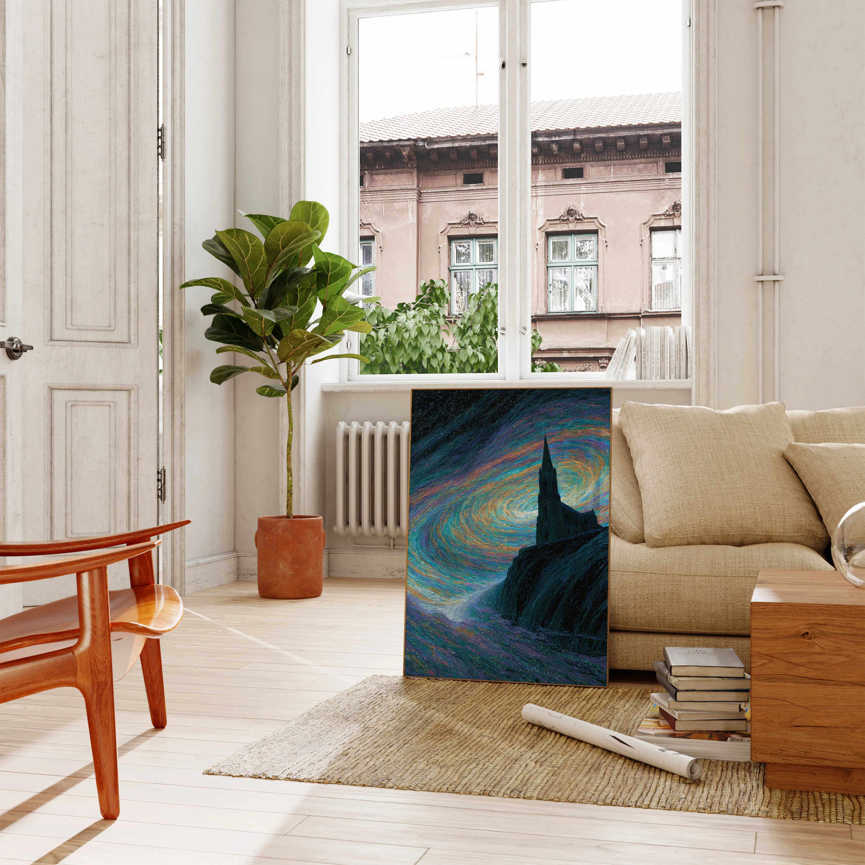 Starry Night Church Poster - Image 2