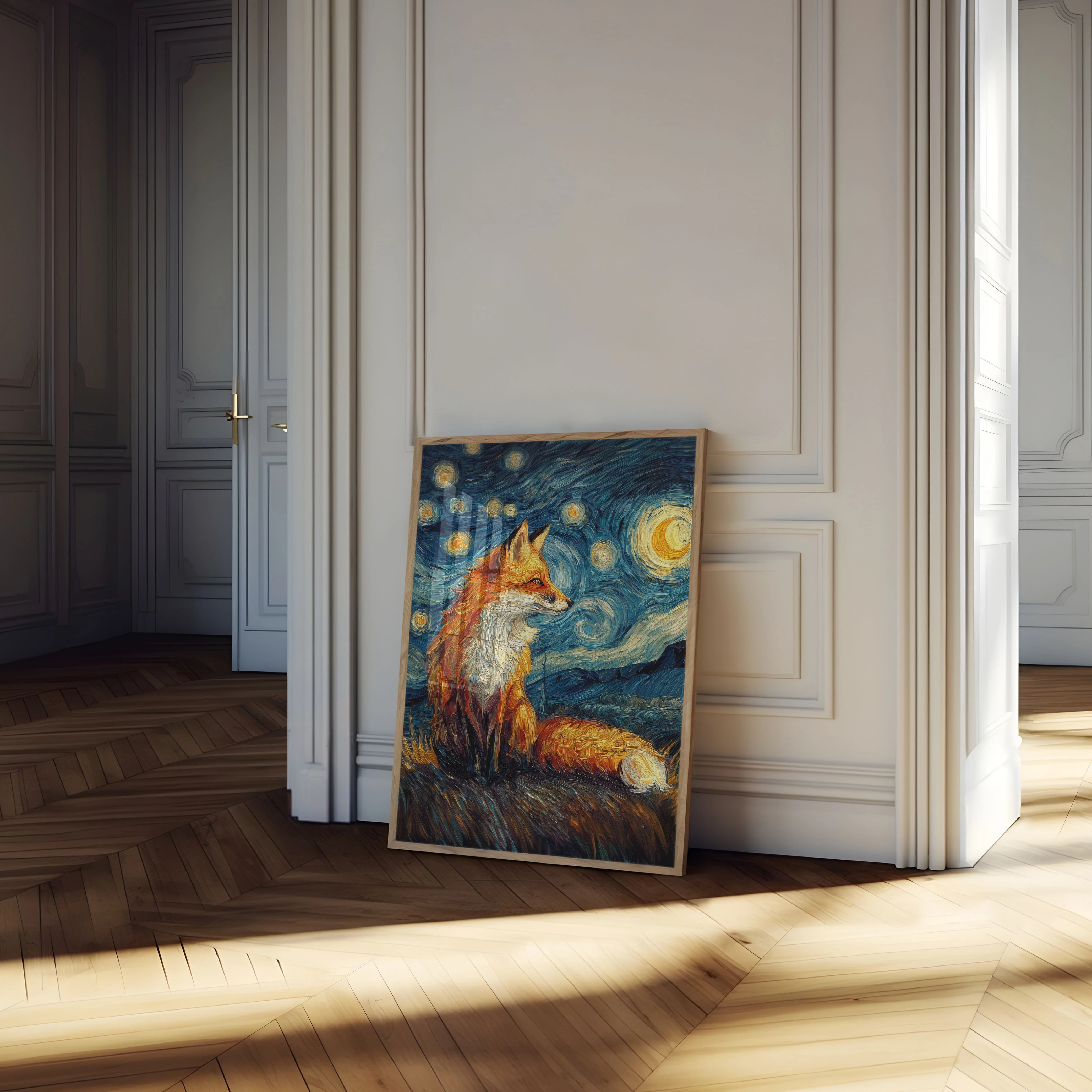 Starry Night Fox Art Poster - Image 4