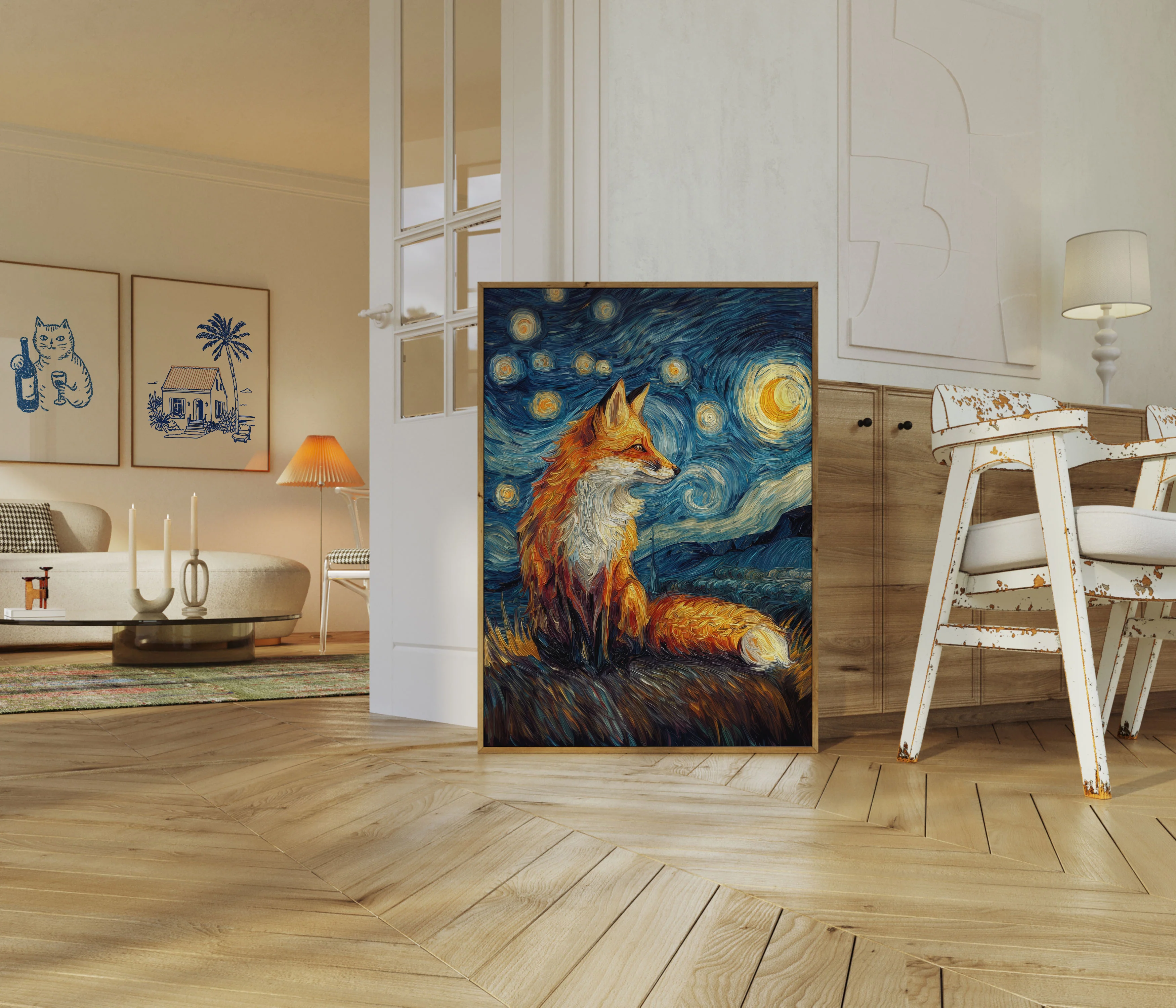 Starry Night Fox Art Poster - Image 5