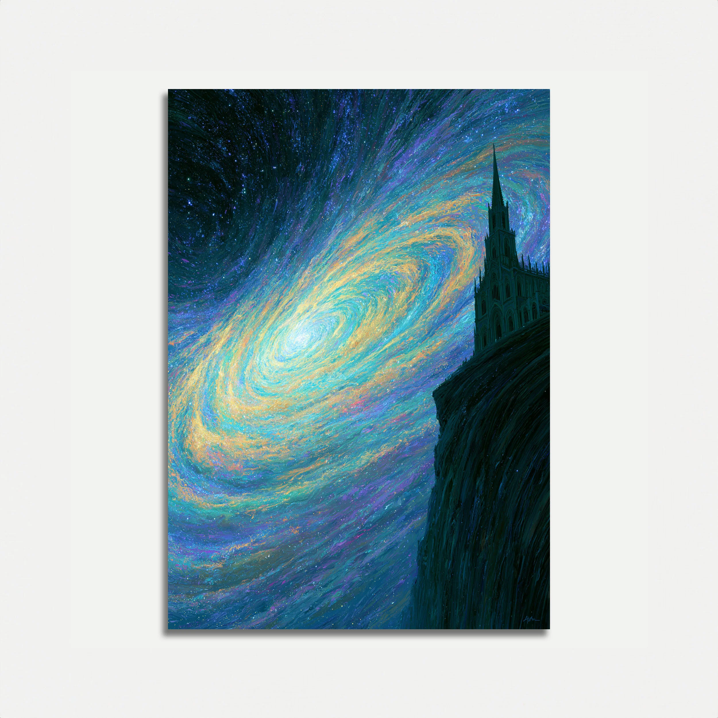Starry Night Galaxy Cathedral Poster