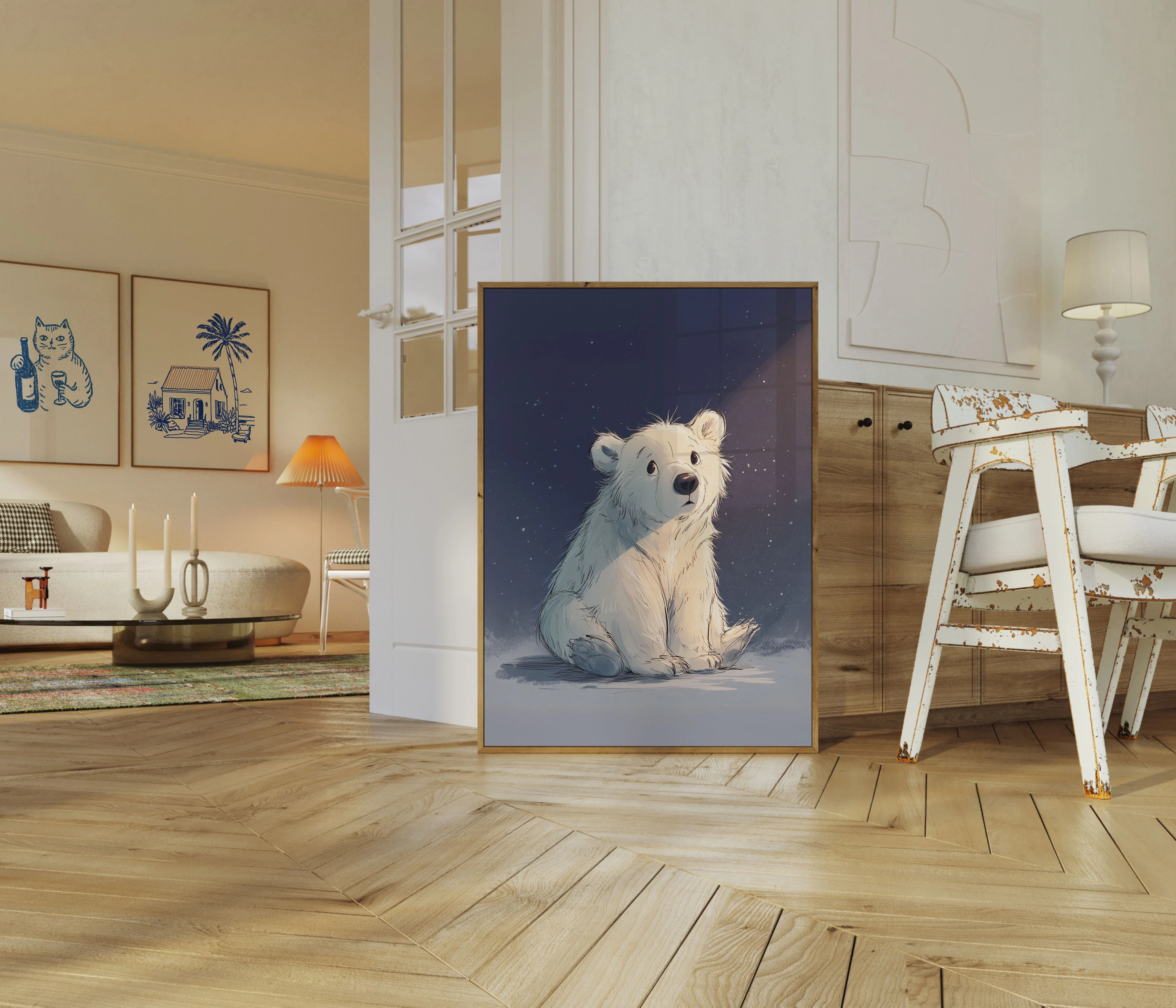 Starry Night Polar Bear Poster - Image 5