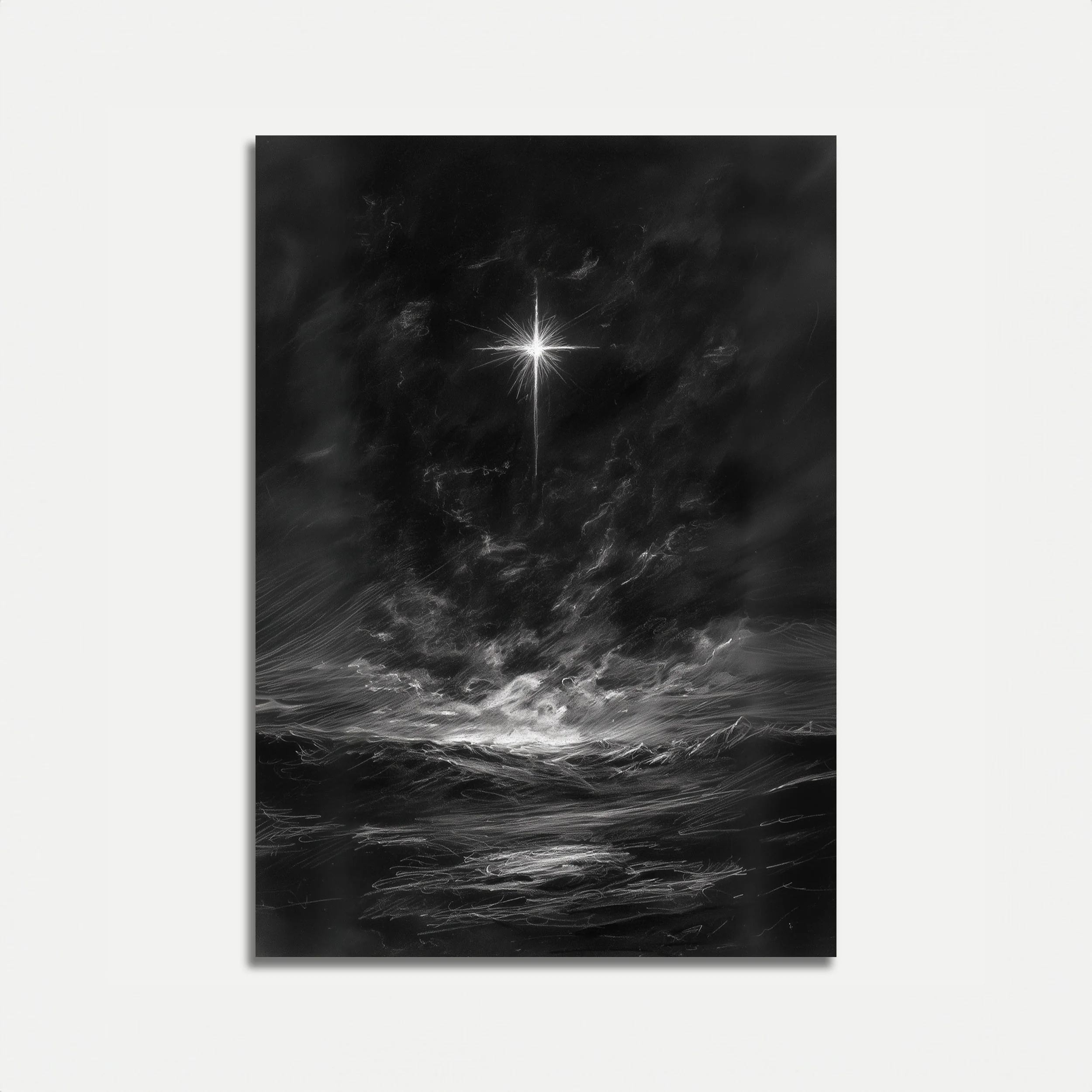 Starry Night Sea Storm Poster