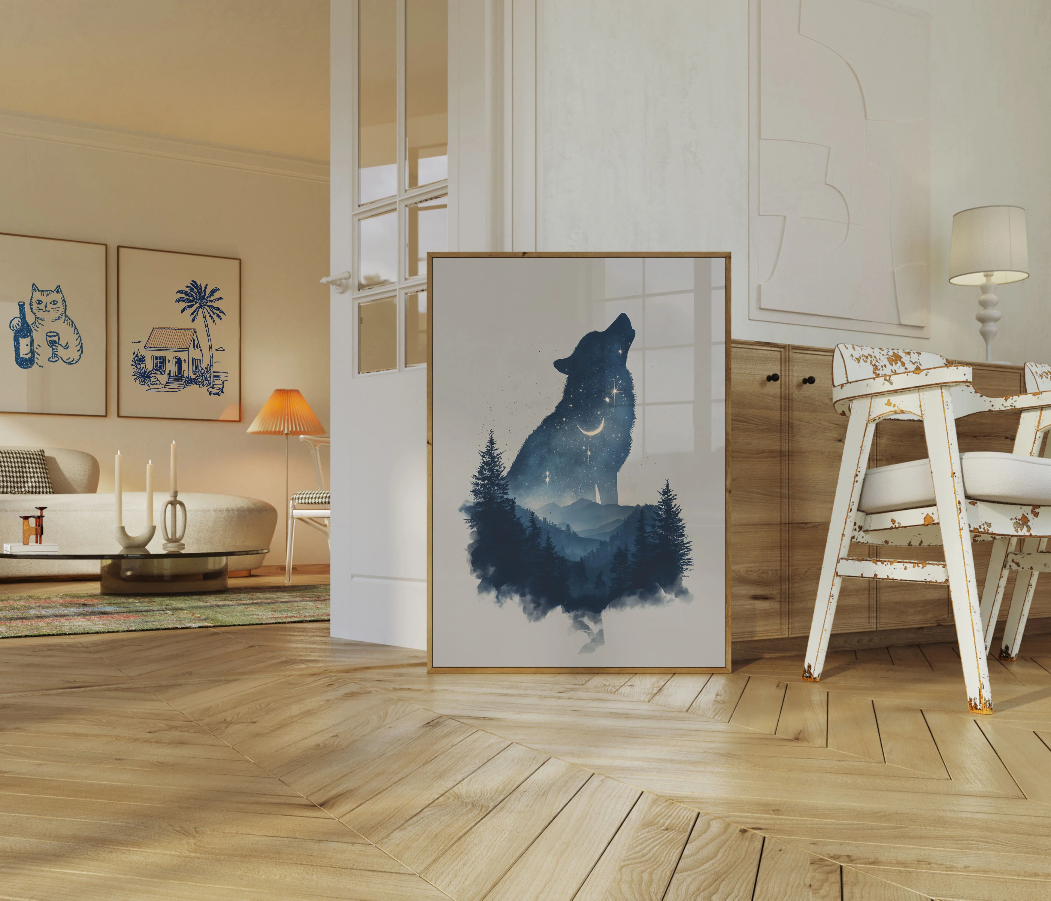 Starry Wolf Night Poster - Image 5
