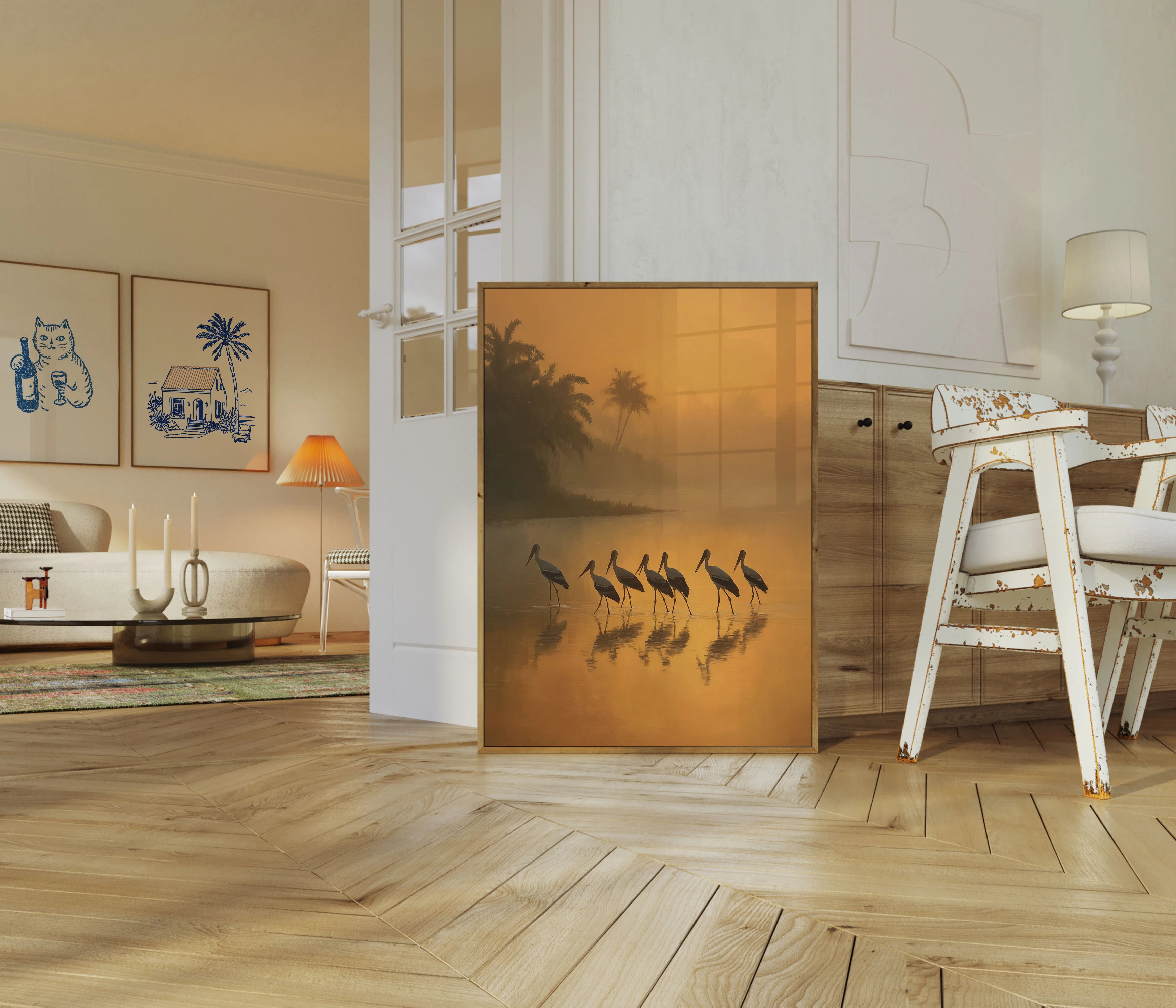 Storks in Golden Sunrise Poster - Image 5