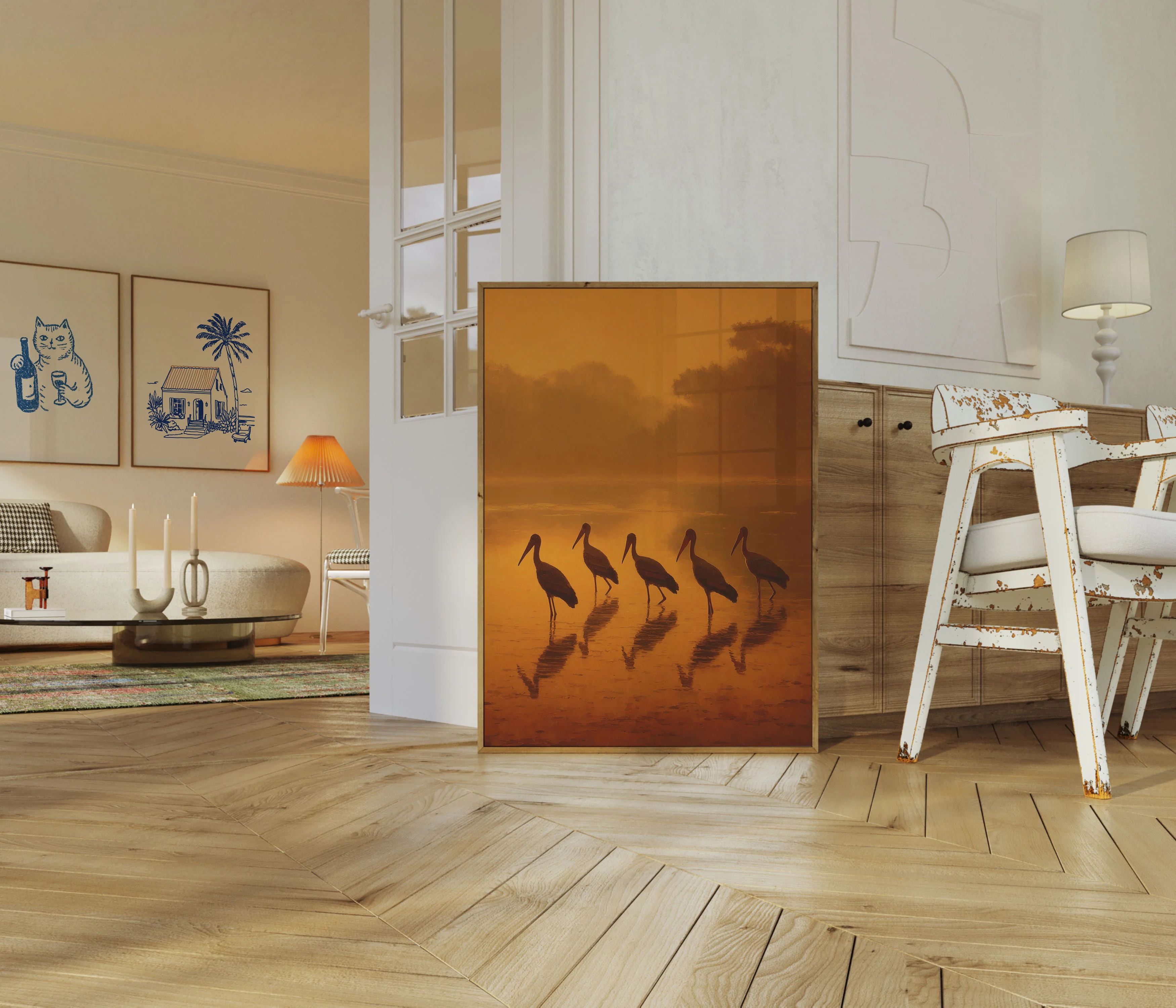 Storks in Golden Sunrise Poster - Image 5